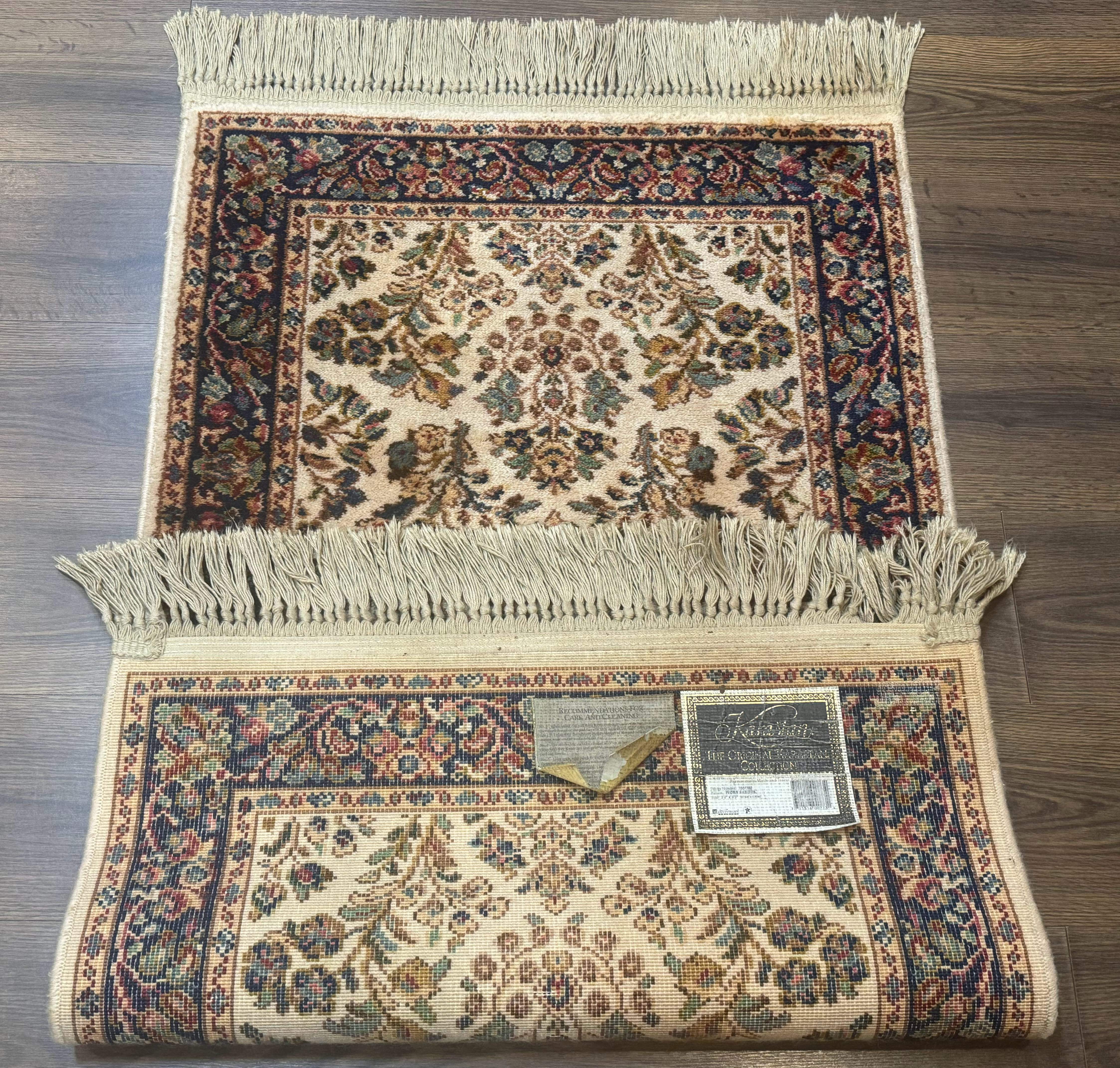 Karastan Rug 2x4, Ivory Sarouk #760, Vintage Wool Small Karastan Carpet, Original 700 Series, Discontinued - Jewel Rugs