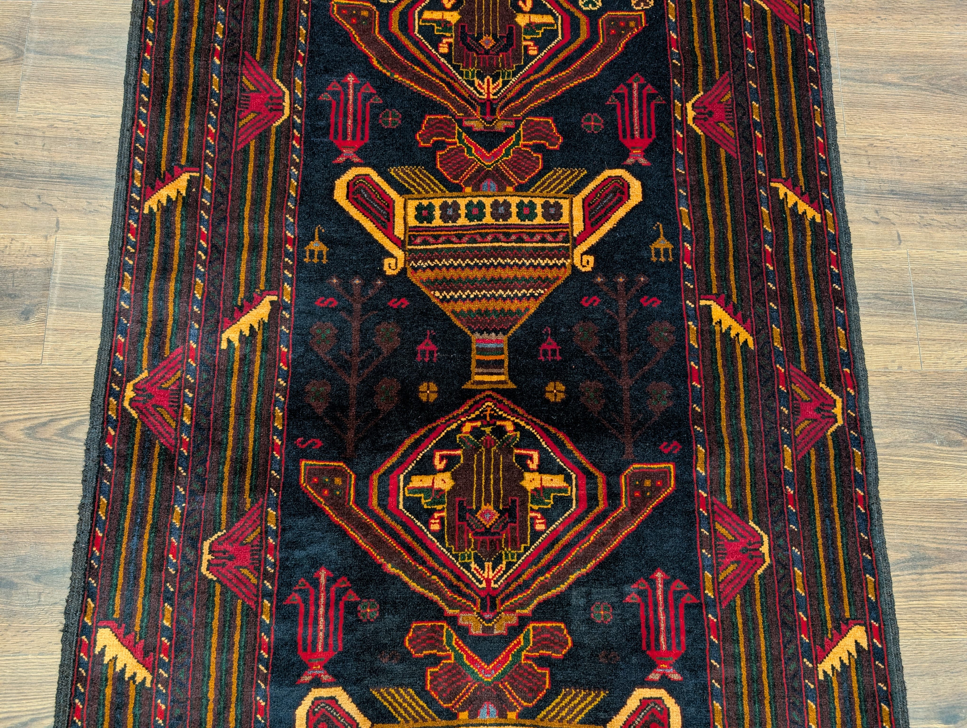 Afghan Baluch Rug 4x7, Persian Vase Design, Handmade, Wool, New - Jewel Rugs