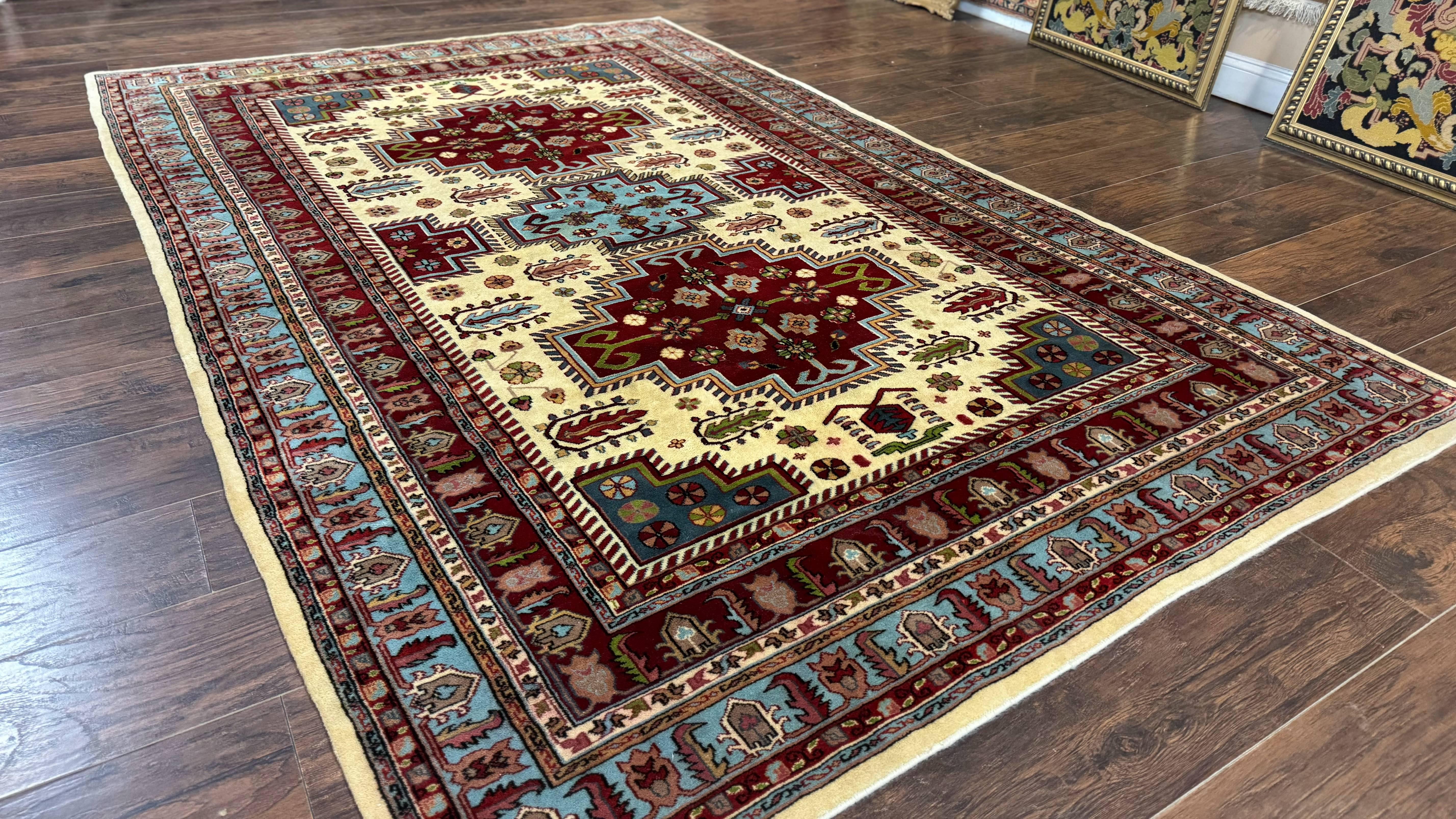 Turkish Kazak Rug 6x9, Geometric Medallions - Jewel Rugs