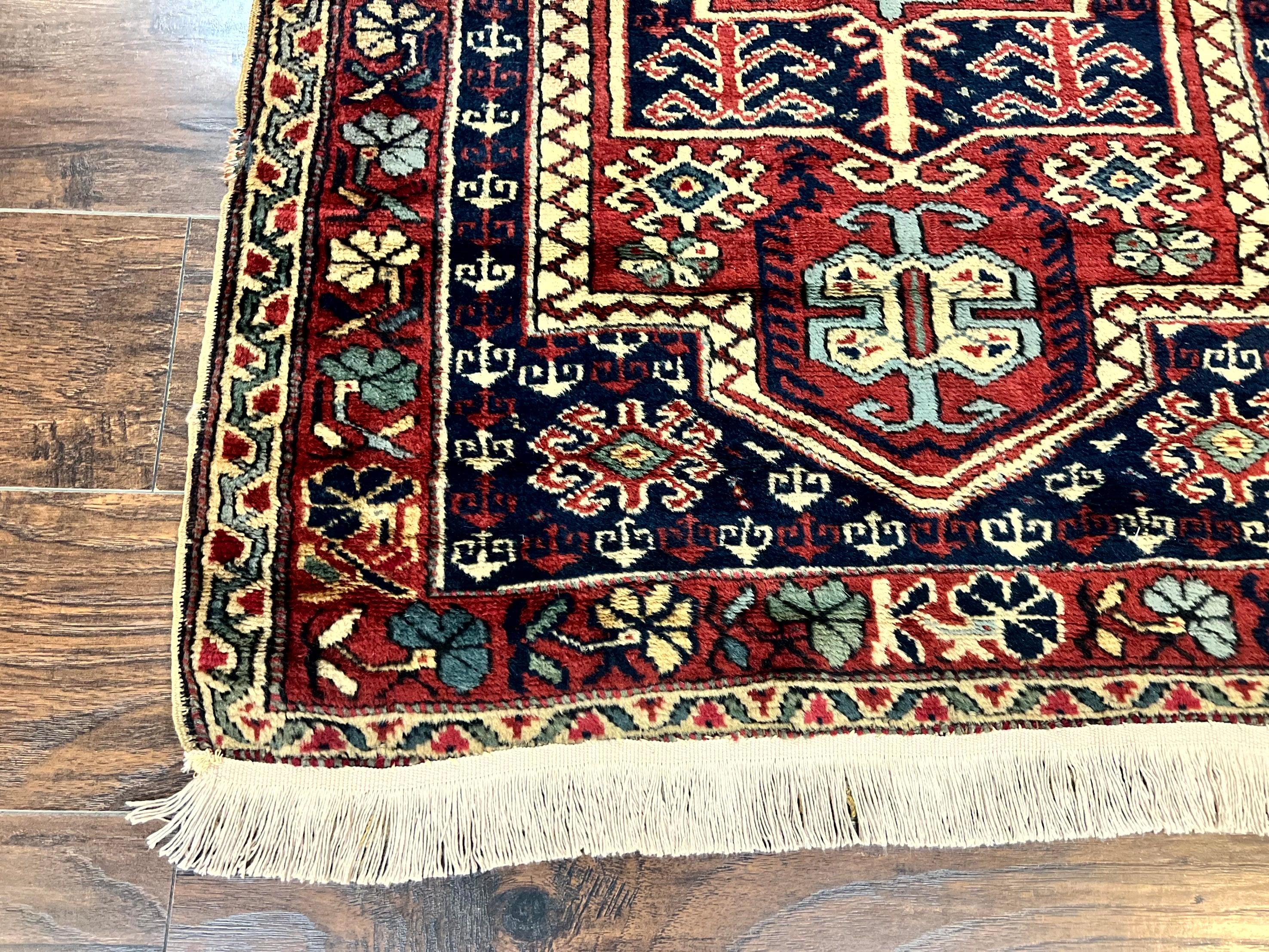 Antique Turkish Sparta Rug 3x4, Geometric Caucasian Pattern, Vintage Handmade Tribal Wool Carpet - Jewel Rugs