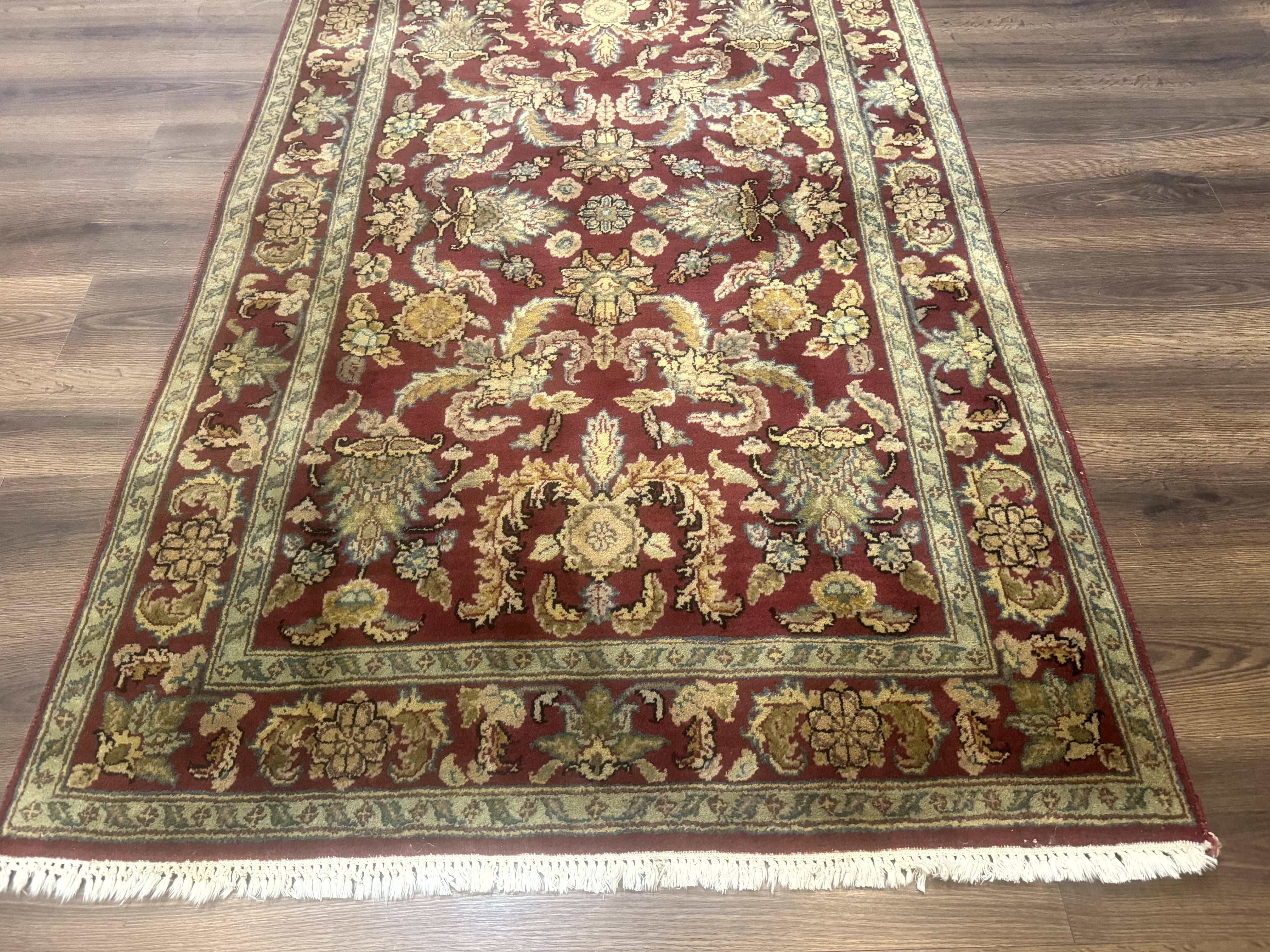 Indo Persian Mahal Rug 4x6, Floral Allover Pattern, Maroon - Jewel Rugs