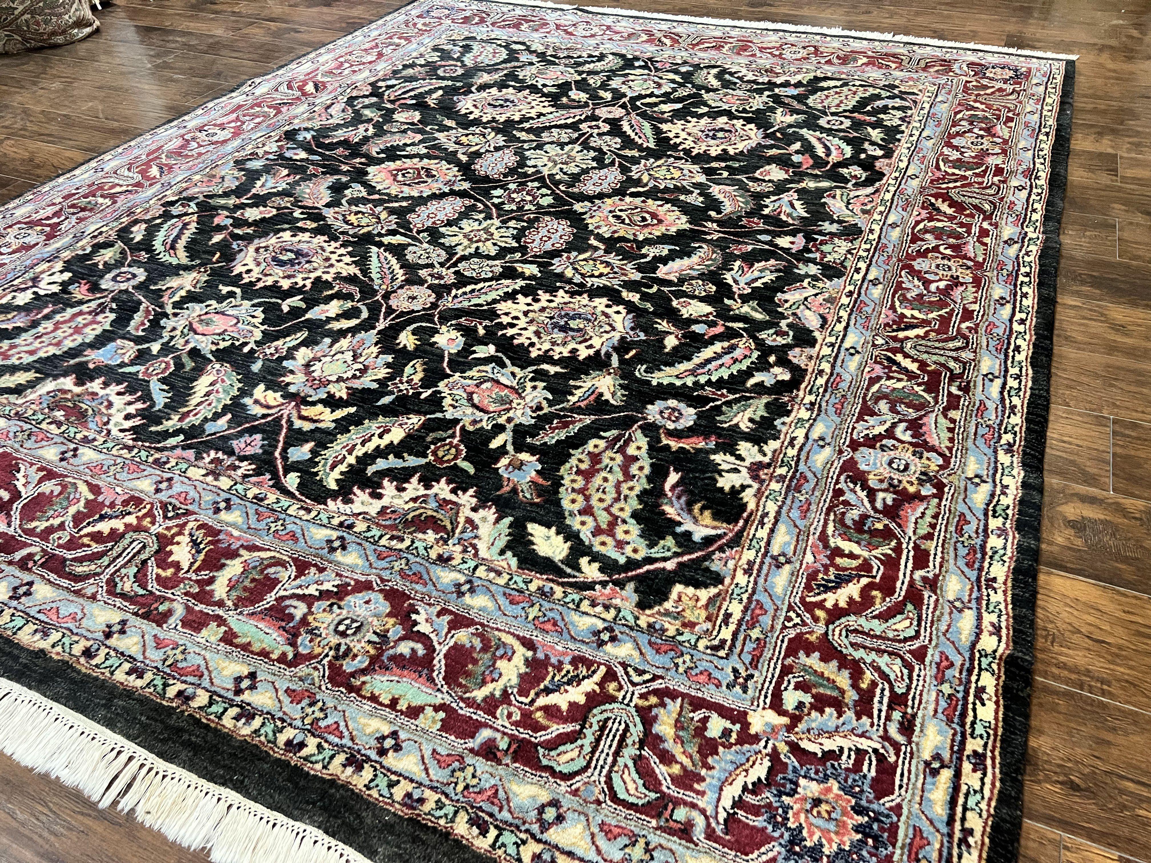 Indo Persian Rug 8x10, Nourison Carpet, Floral, Hand Knotted Vintage Wool Rug - Jewel Rugs