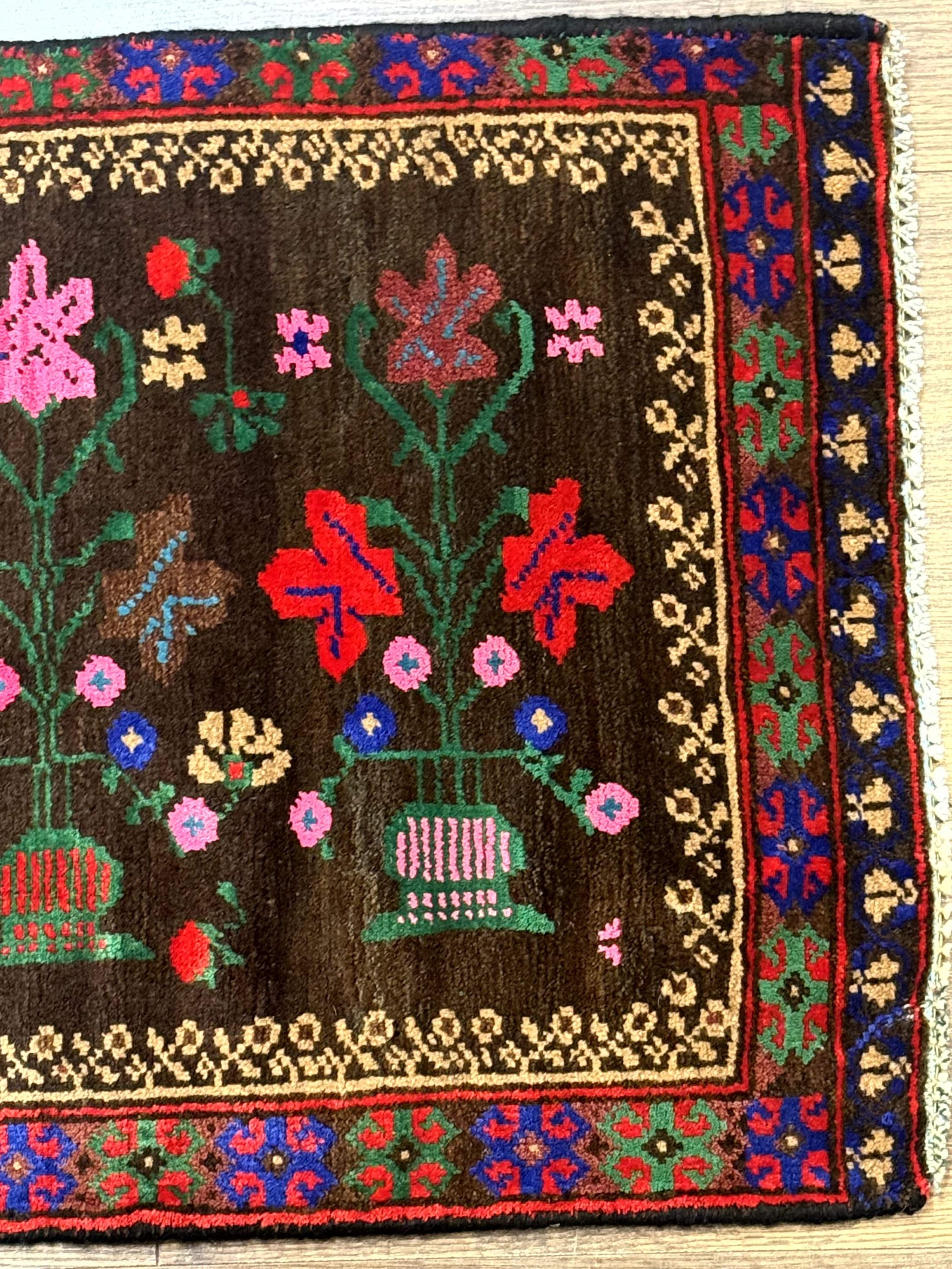 Small Persian Balouch Rug, Tribal Rug, Multicolor, Persian Vase Design - Jewel Rugs