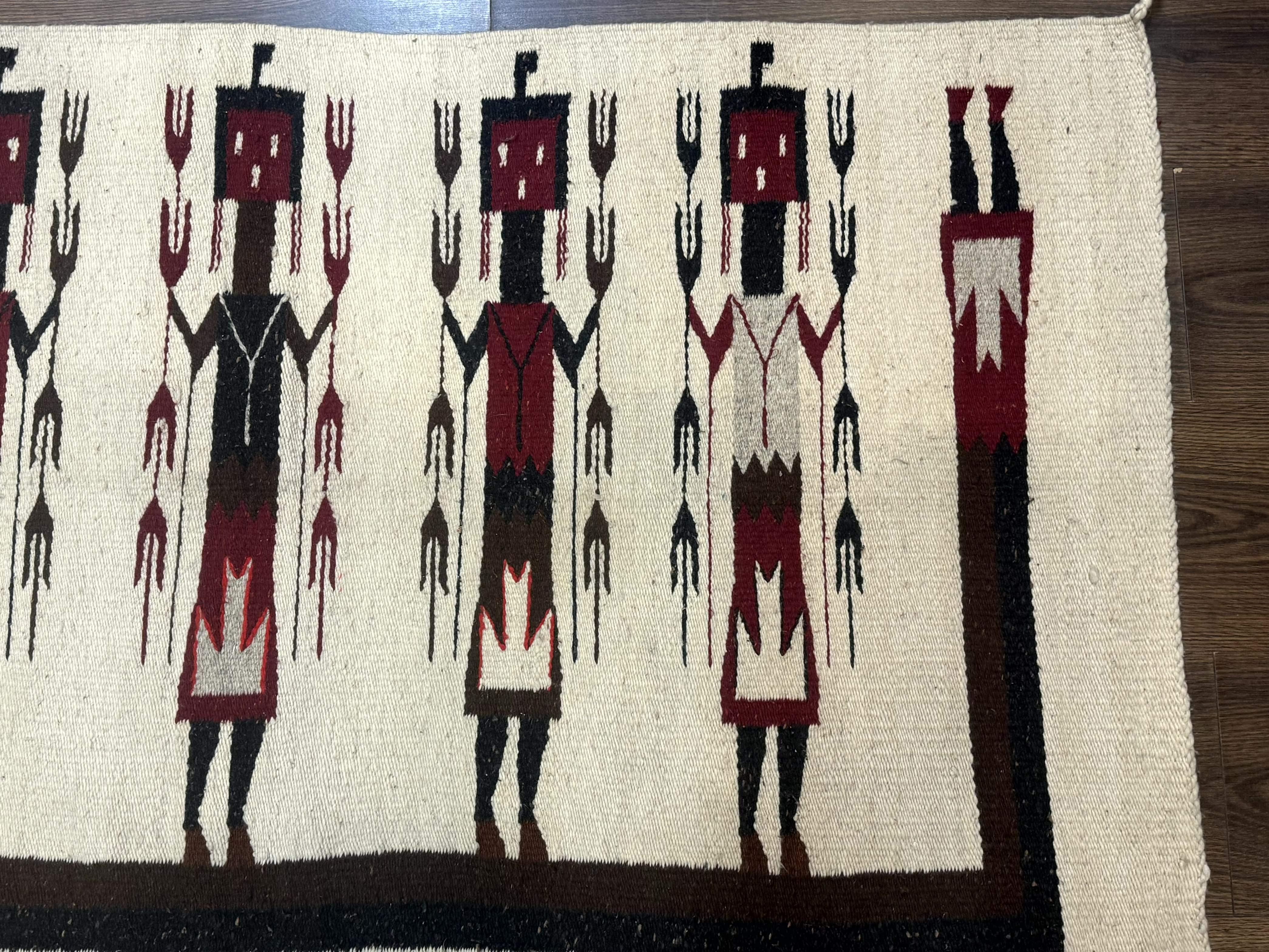 Navajo Rug 2.6 x 5, Human Pictorials, Native American, Wool, Hand Knotted - Jewel Rugs