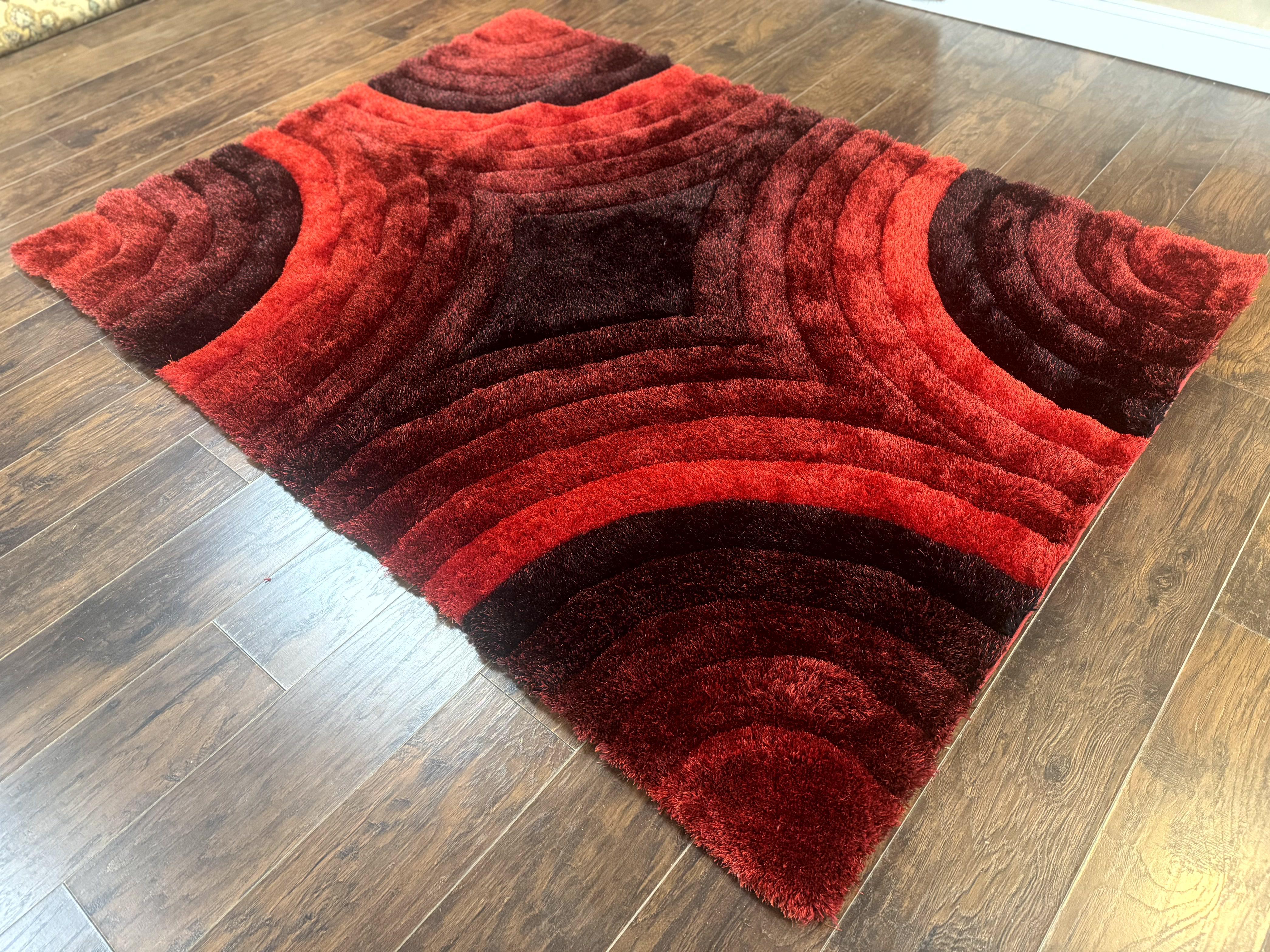 Red and Black Shag Rug 5x7, Pair B - Jewel Rugs