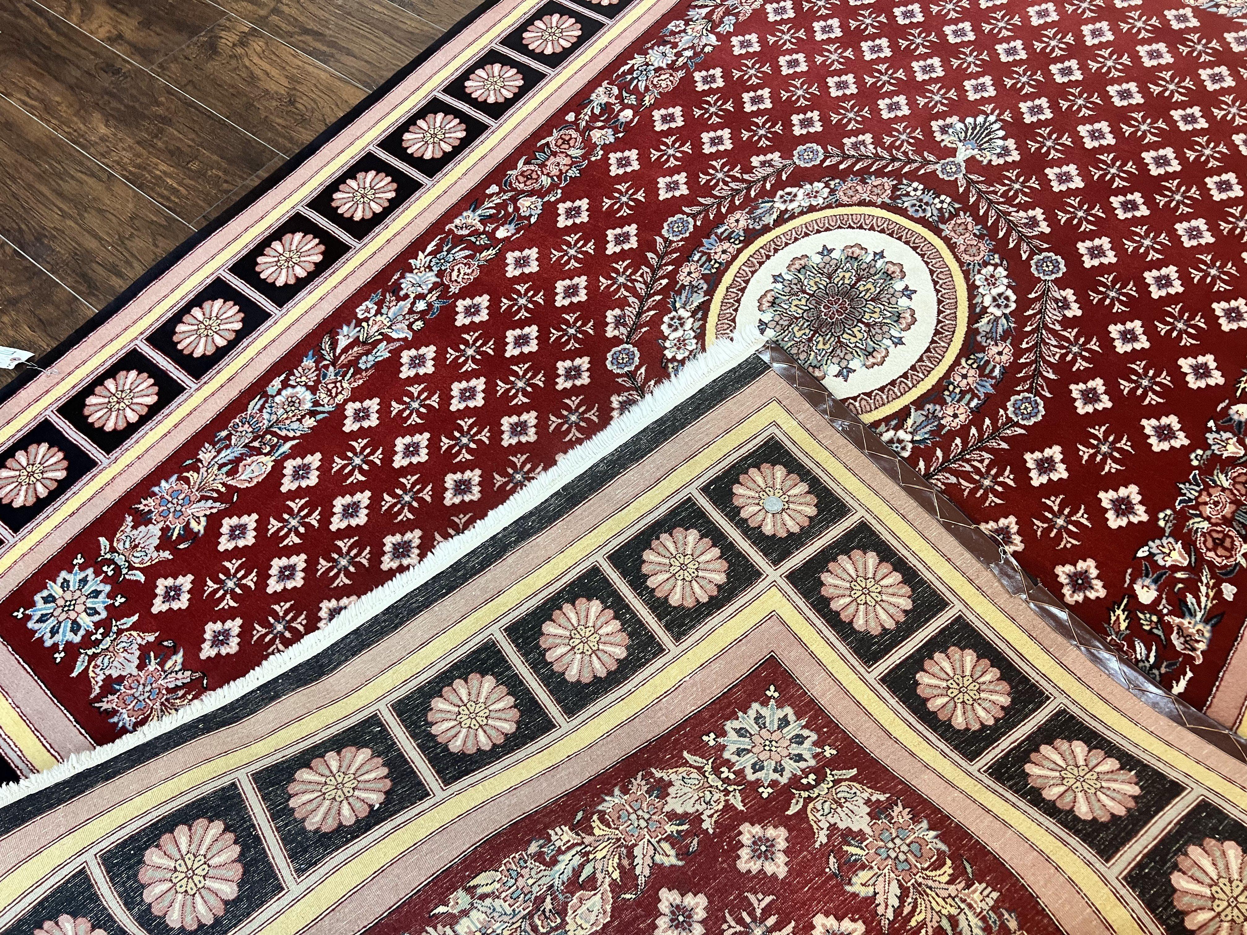 Pakistani Rug 6x9, European Aubusson Design, Wool Handmade Vintage Carpet, Dark Red, 6 x 9 Medium Sized Rug - Jewel Rugs