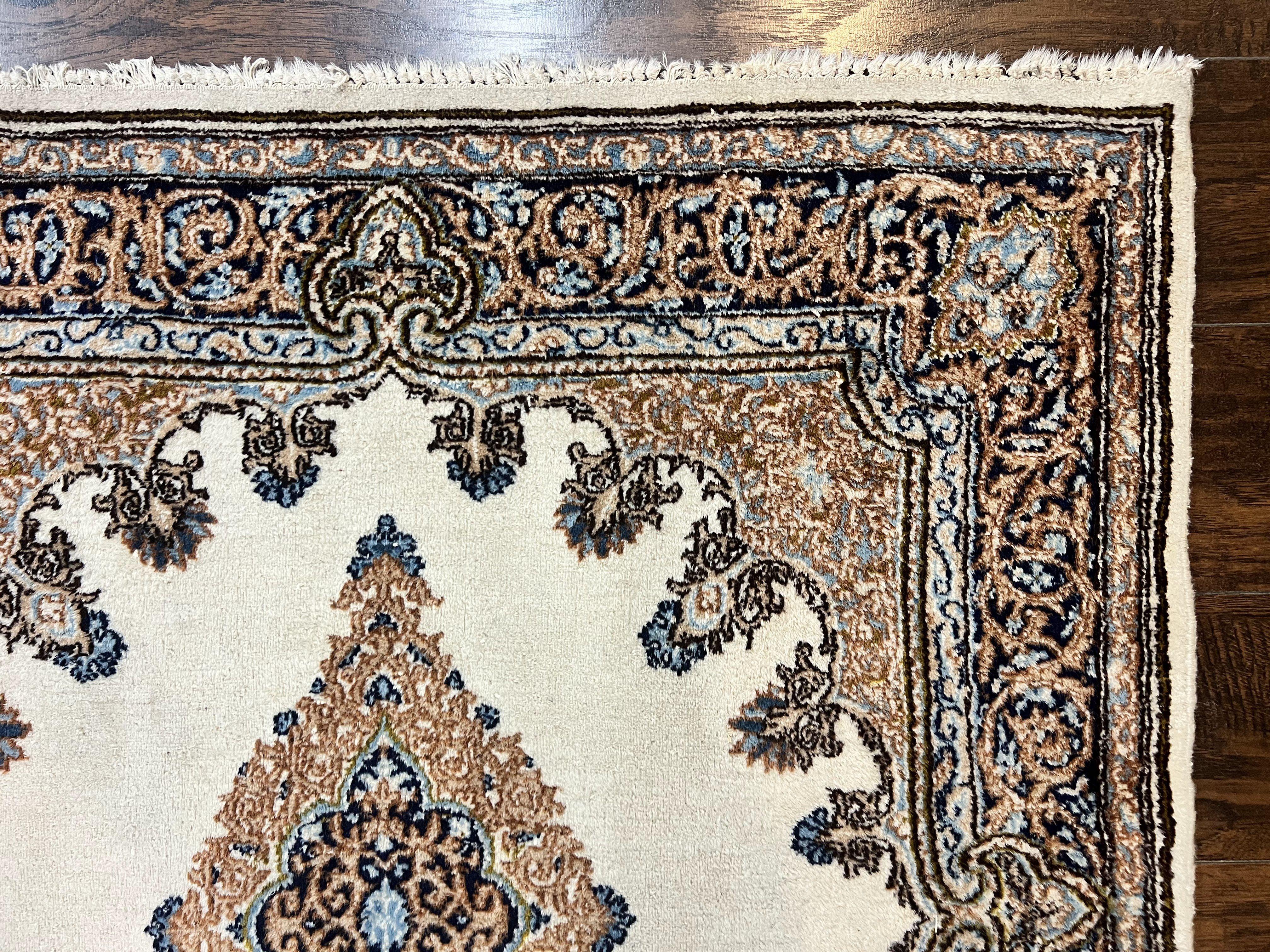 Square Persian Kirman Rug 4x4, Semi Open Field, Handmade - Jewel Rugs