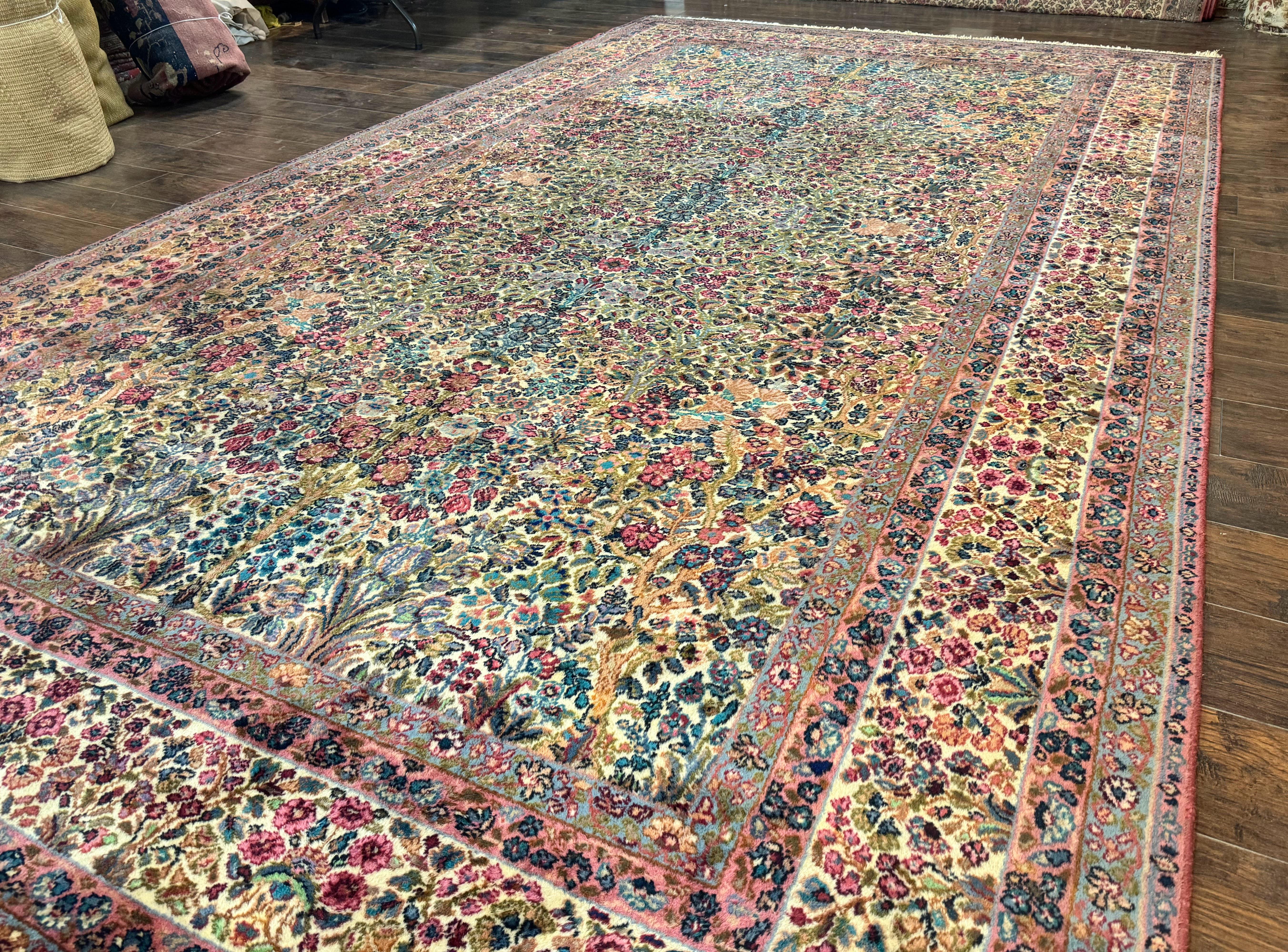 Karastan Rug 8.8 x 15, Lanamar Kirman #5519, Wool Karastan Carpet, Antique Floral Karastan Rug, Tree of Life Design Rug, Traditional Rug - Jewel Rugs