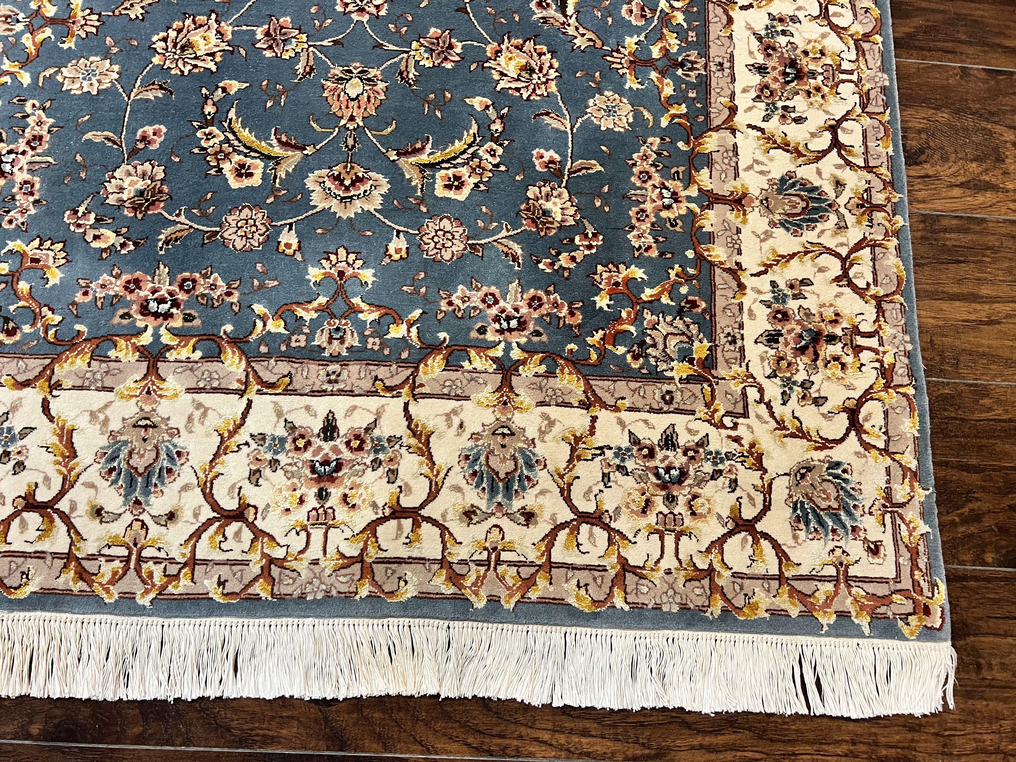 Sino Persian Rug 4x6, Very Fine Oriental Carpet, Handmade Rug 4 x 6, Floral Allover Vintage Traditional Wool & Silk Highlights, 200 KPSI - Jewel Rugs