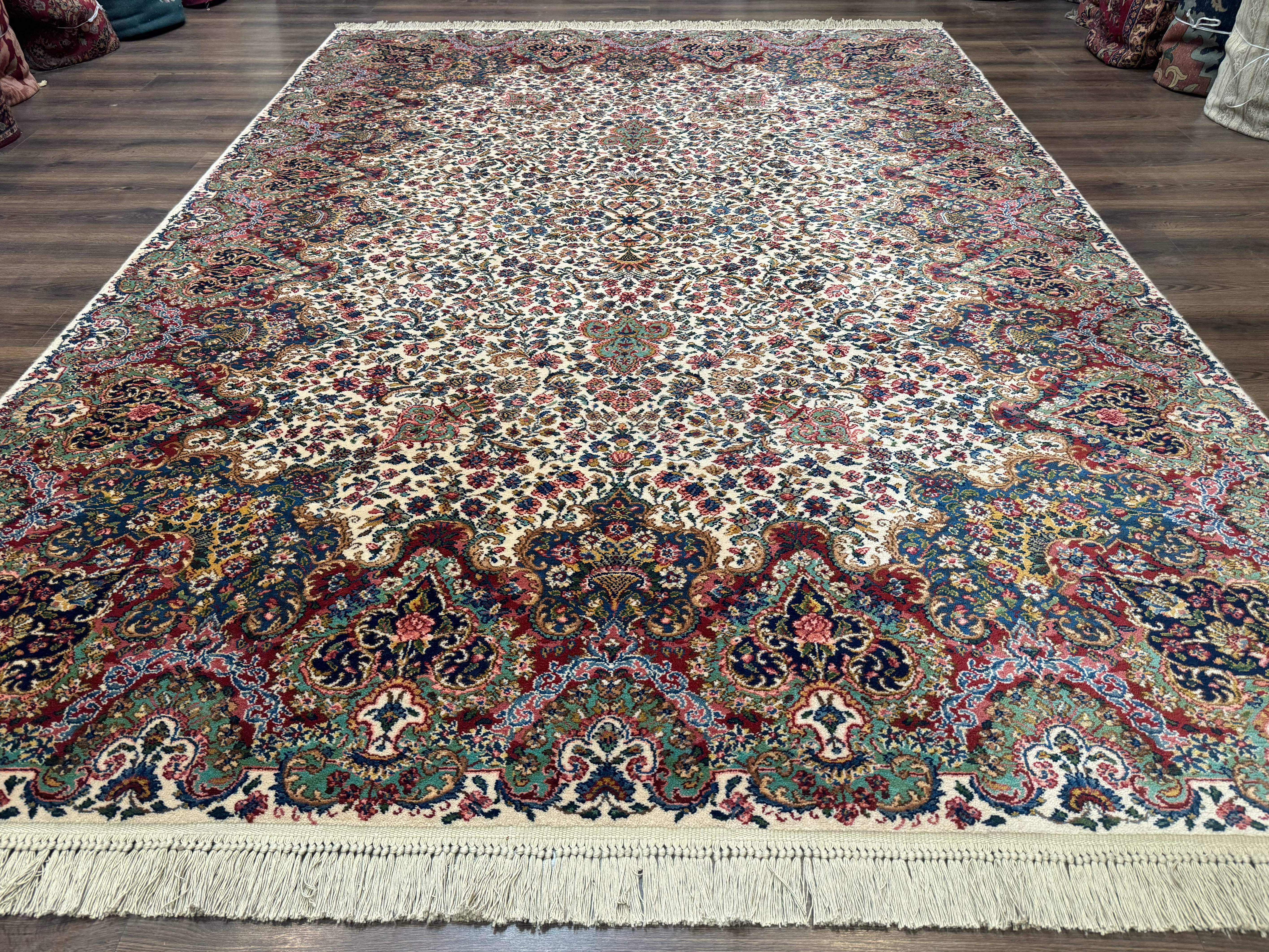 Karastan Rug #742 Floral Kirman 8.8 x 12, Wool Pile, Vintage Original Series, Rare - Jewel Rugs