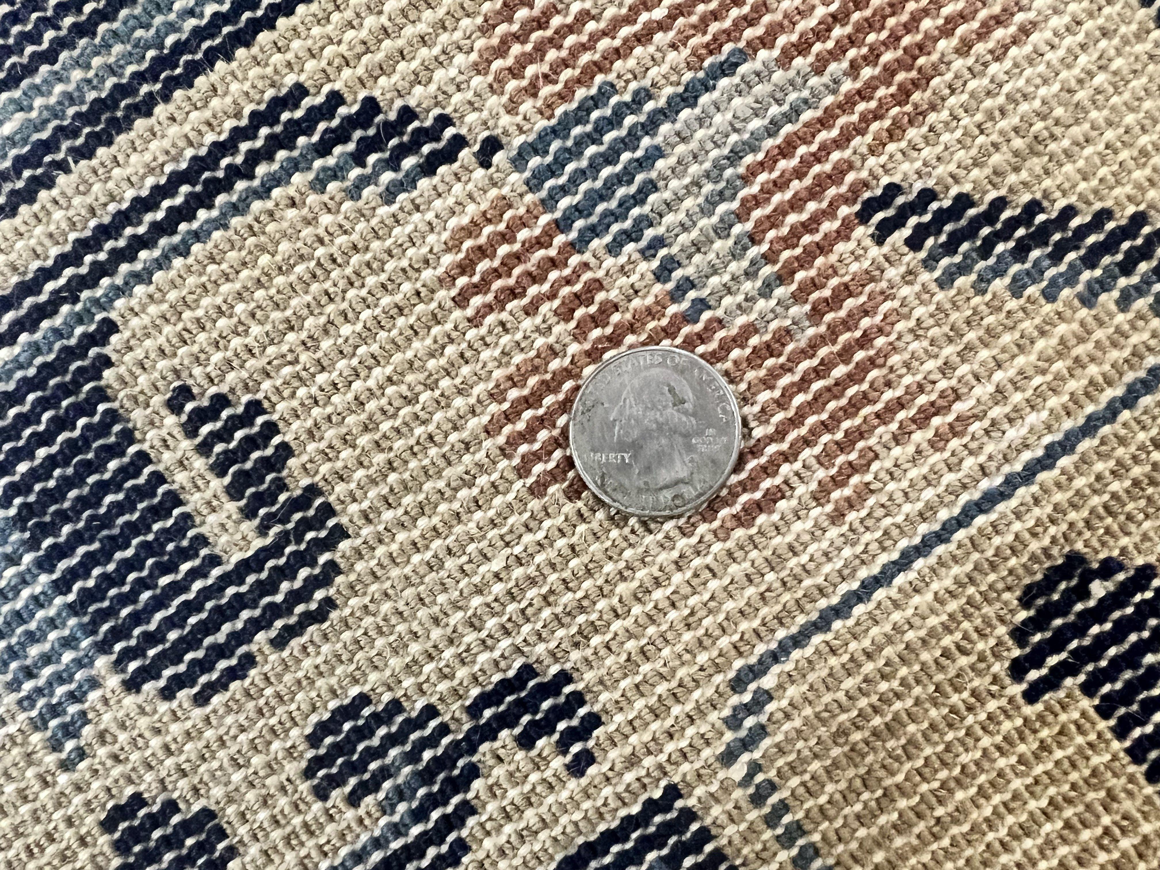 Chinese Peking Rug 4x6, Wool Hand Knotted Handmade Vintage Semi Antique Carpet, Semi Open Field, Light Peach & Navy Blue, Art Deco Rug - Jewel Rugs