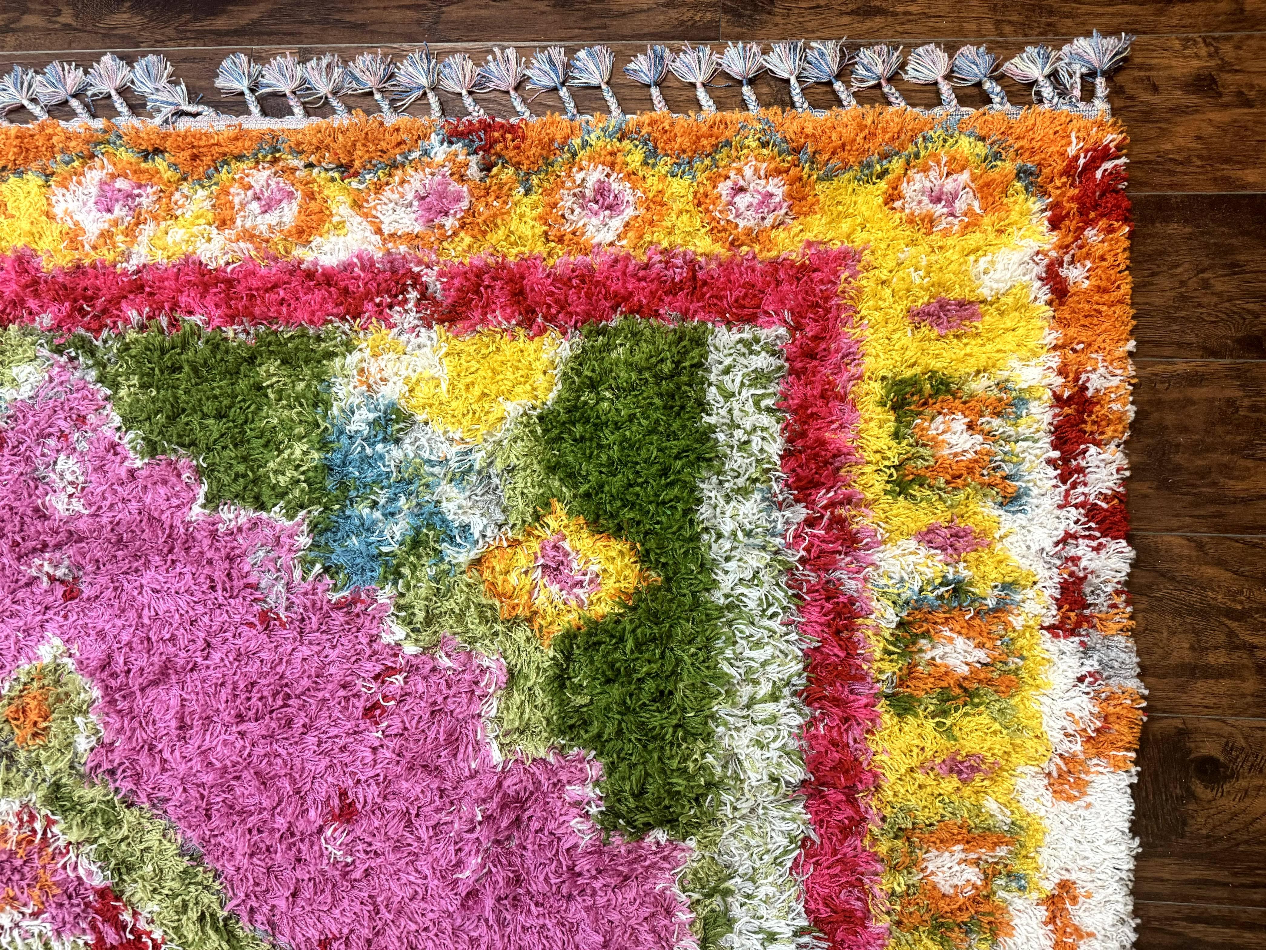 Colorful Shag Rug 8x10, Fuchsia and Multicolor - Jewel Rugs