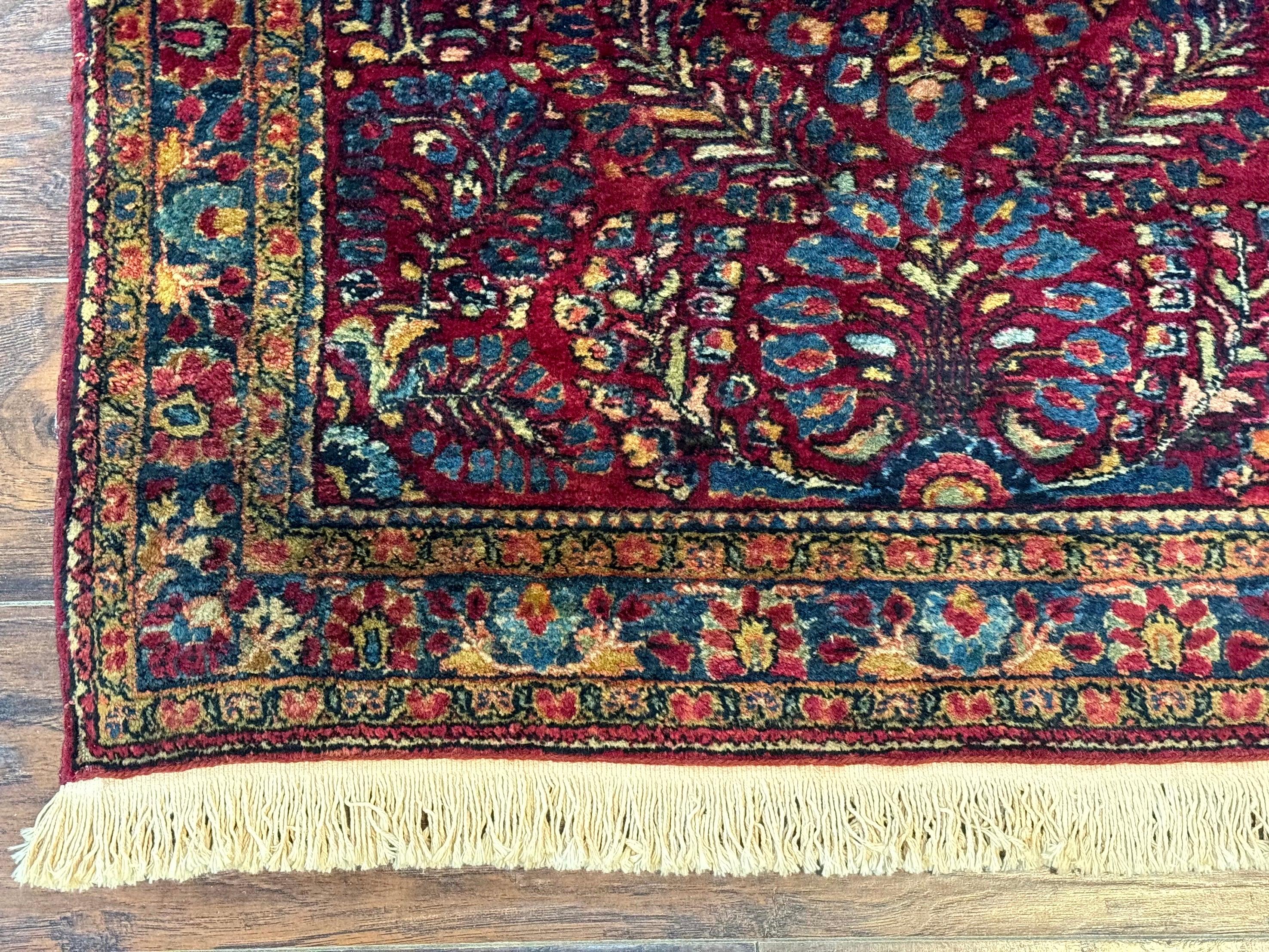 Antique Persian Sarouk Rug 3.6 x 5, Red, 1920s Persian Carpet - Jewel Rugs