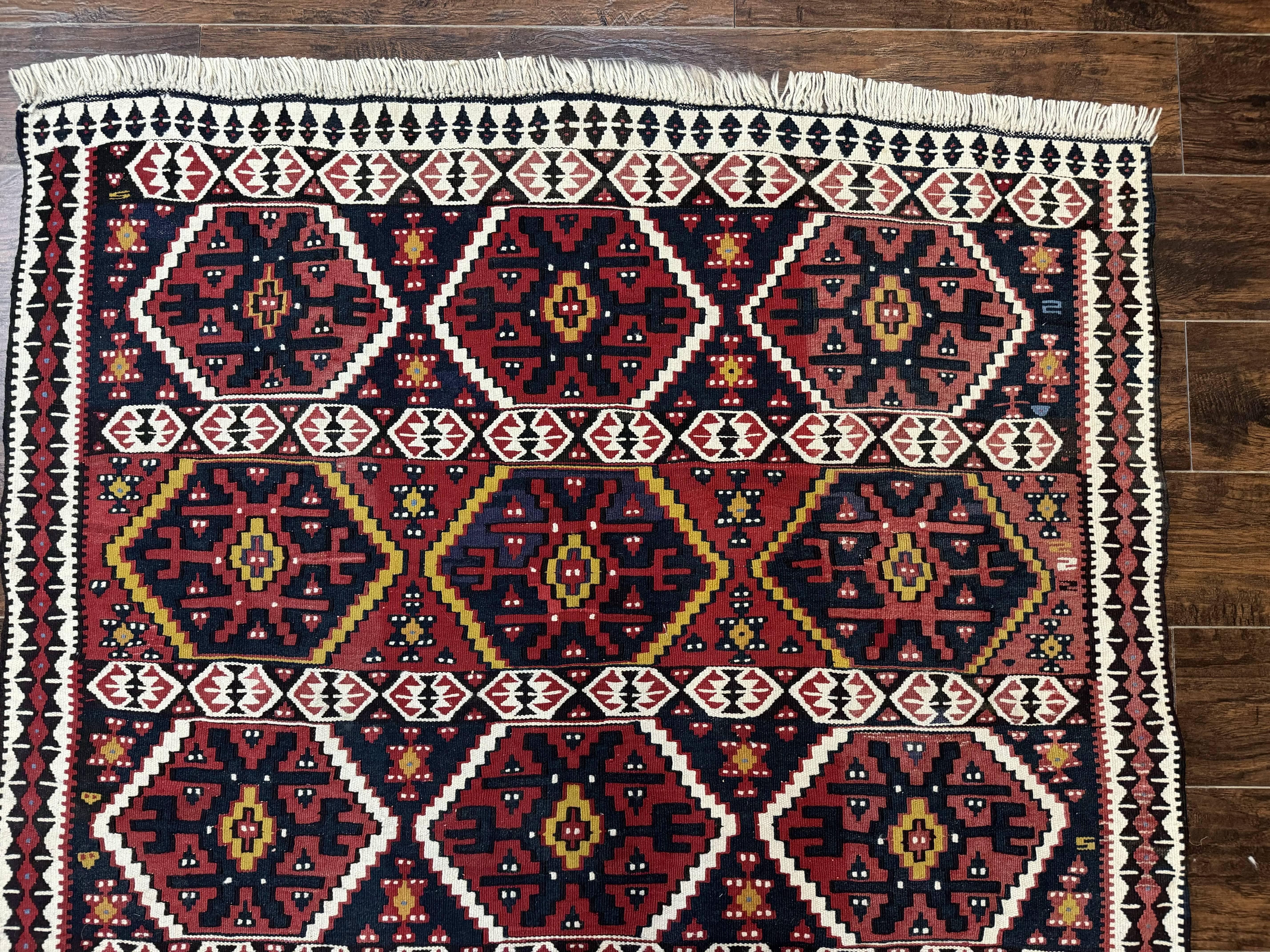 Caucasian Kilim Rug 5x7, Vintage Russian Flatweave Kilim Carpet, Tribal Bohemian Kilim Rug - Jewel Rugs