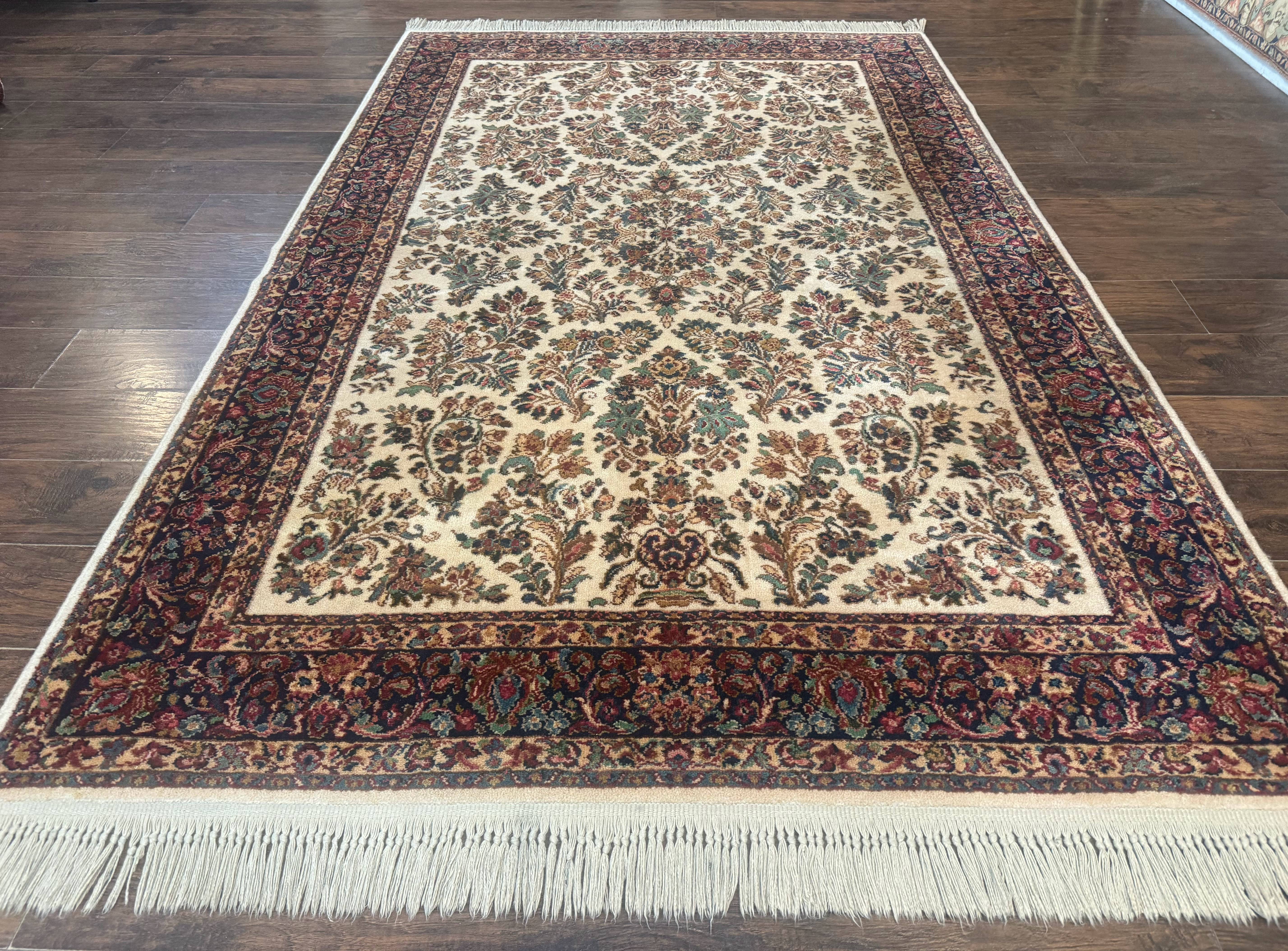 Karastan Rug 5.9 x 9, Ivory Sarouk #760, Wool Pile, Original 700 Series, Vintage - Jewel Rugs