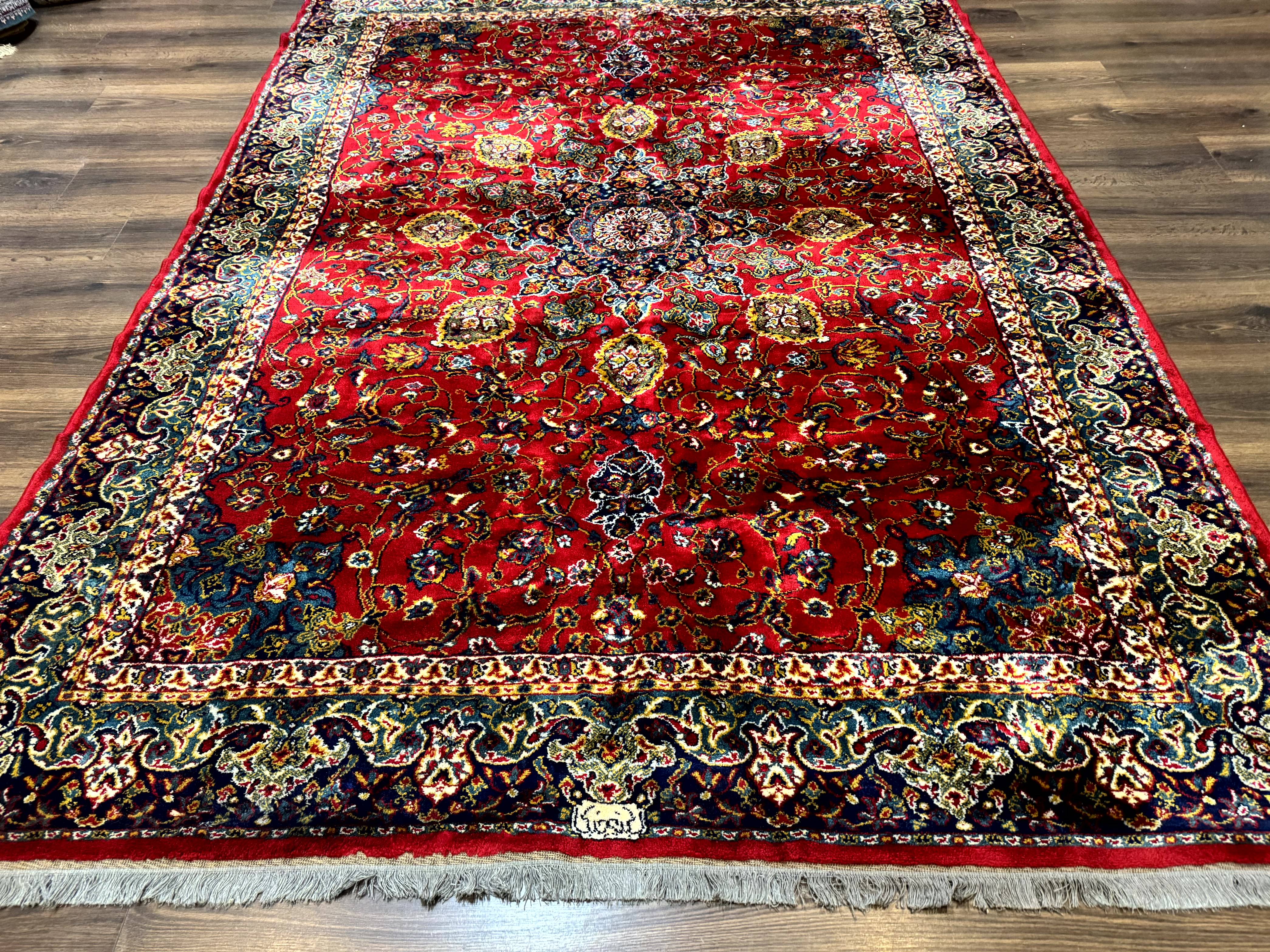 Red Persian Rug 6x9, Medallion Carpet, Ardebil Design, Vintage Belgium Power Loomed Carpet - Jewel Rugs