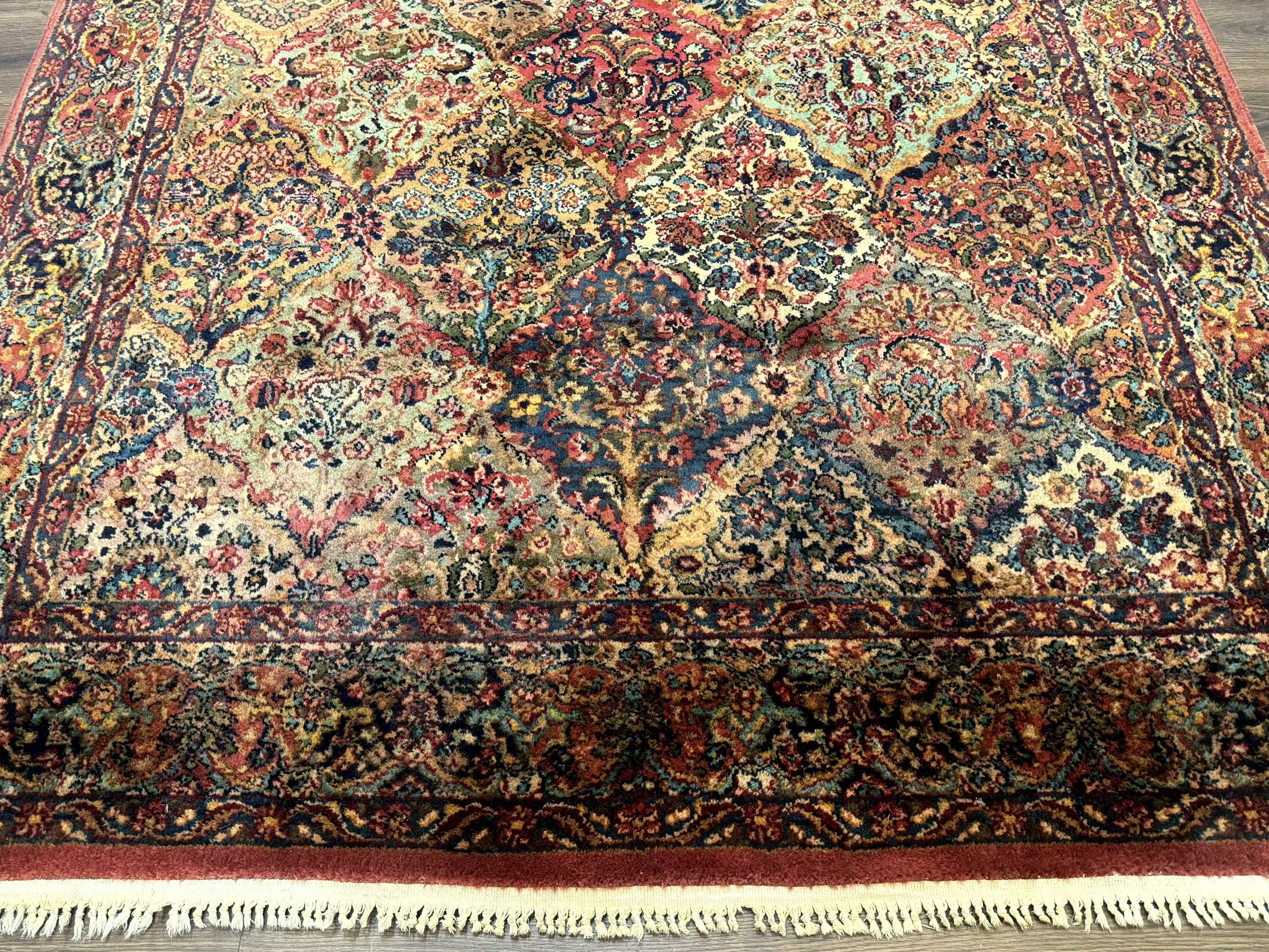 Karastan Rug 5.9 x 9, Multicolor Panel Kirman Rug #717, Wool Original Karastan Collection 700 Series - Jewel Rugs