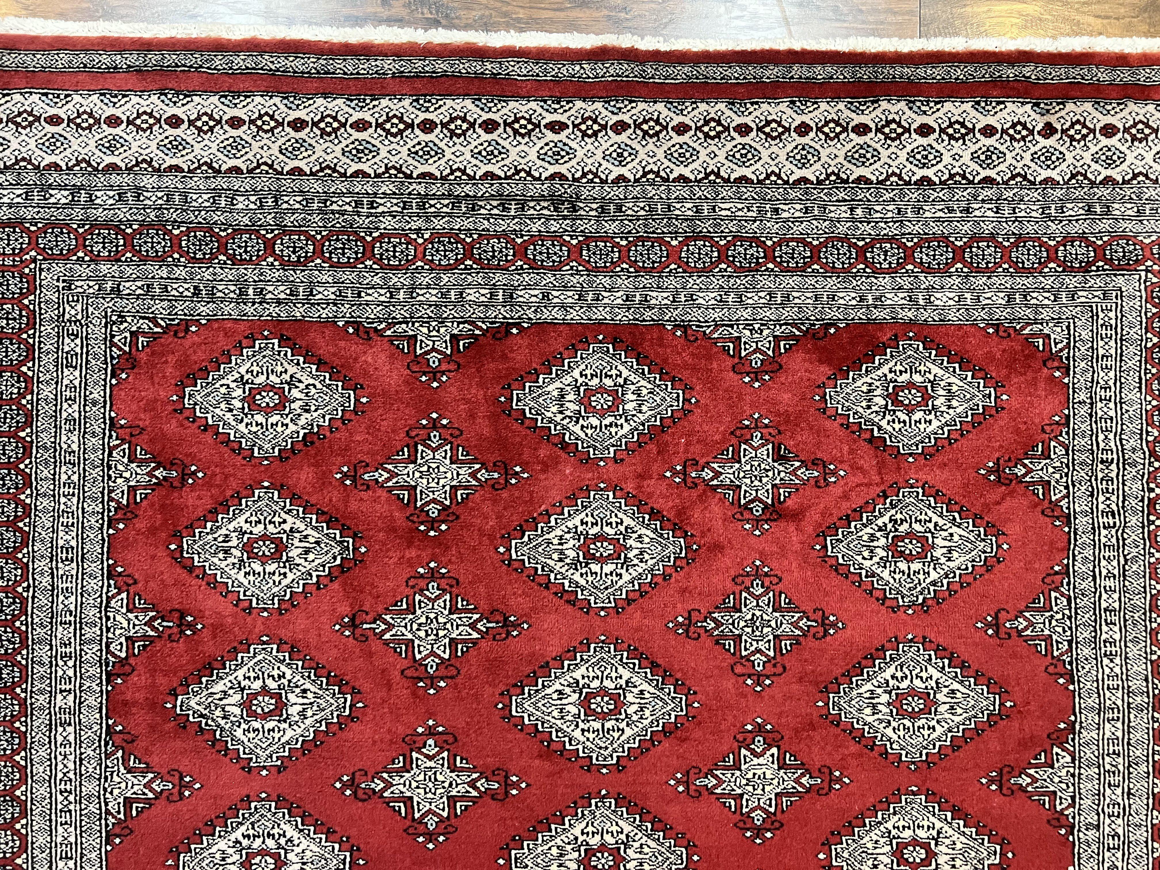 Pakistani Bokhara Rug 6x8, Fine Turkoman Carpet, Wool Handmade Vintage, Red, 6 x 8 Medium Sized Rug, Turkmen Rug - Jewel Rugs
