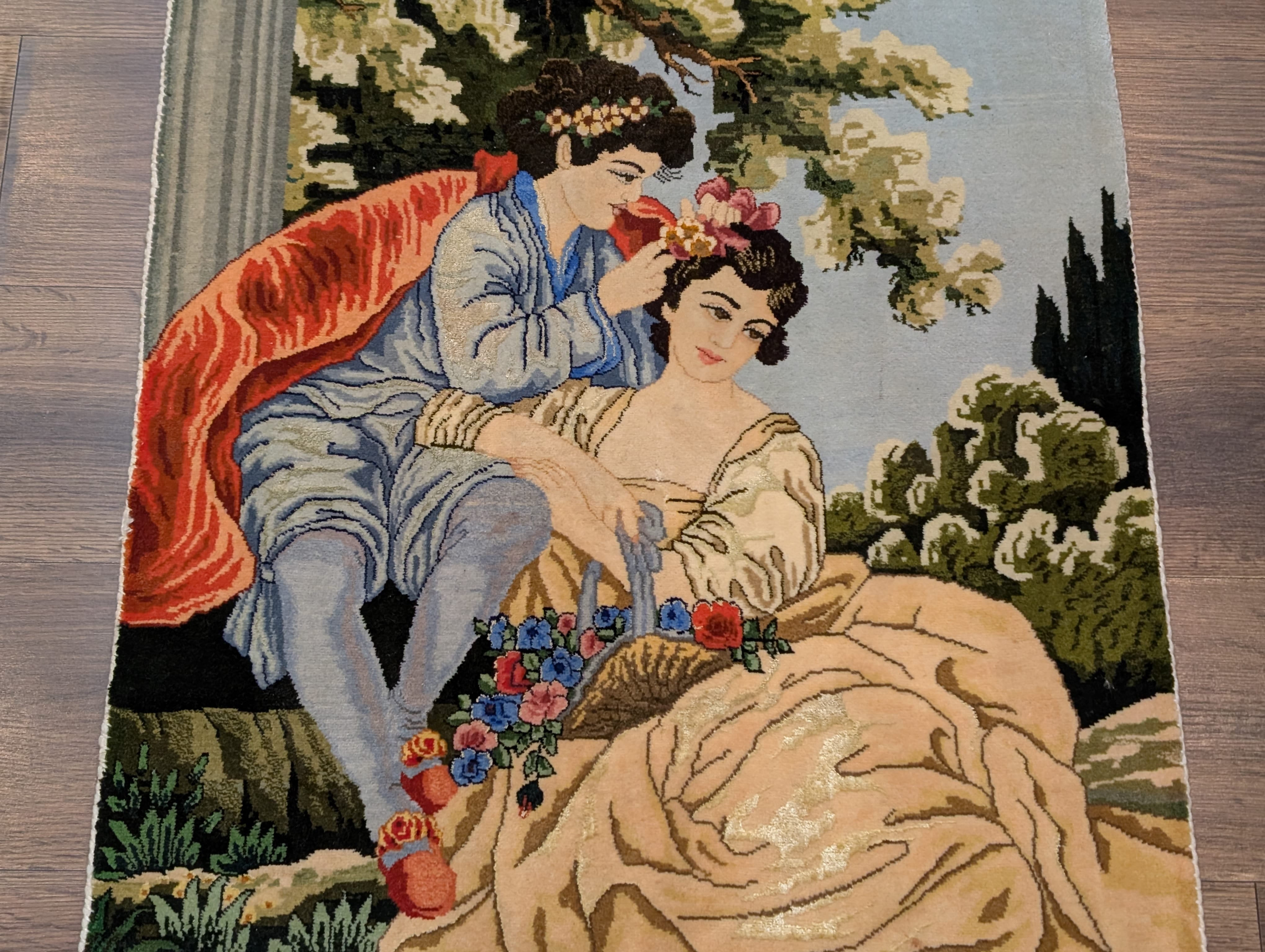 Persian Pictorial Rug 2x3, Lovers, Very Fine 400 KPSI, Tabriz Rug - Jewel Rugs