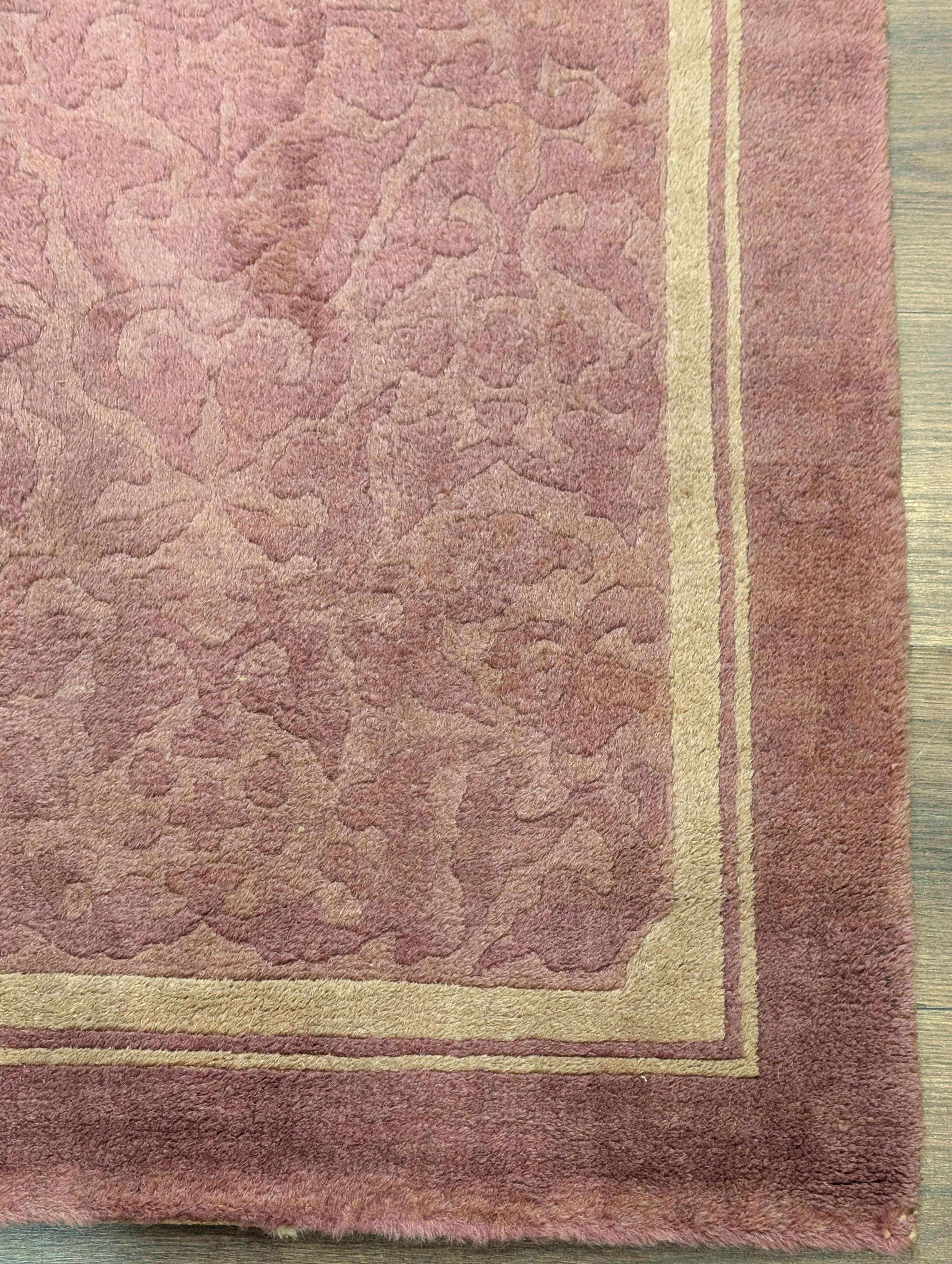 Chinese Wool Rug 2.6 x 5, Pink, Asian Oriental Rug, Fette Rug, Vintage - Jewel Rugs