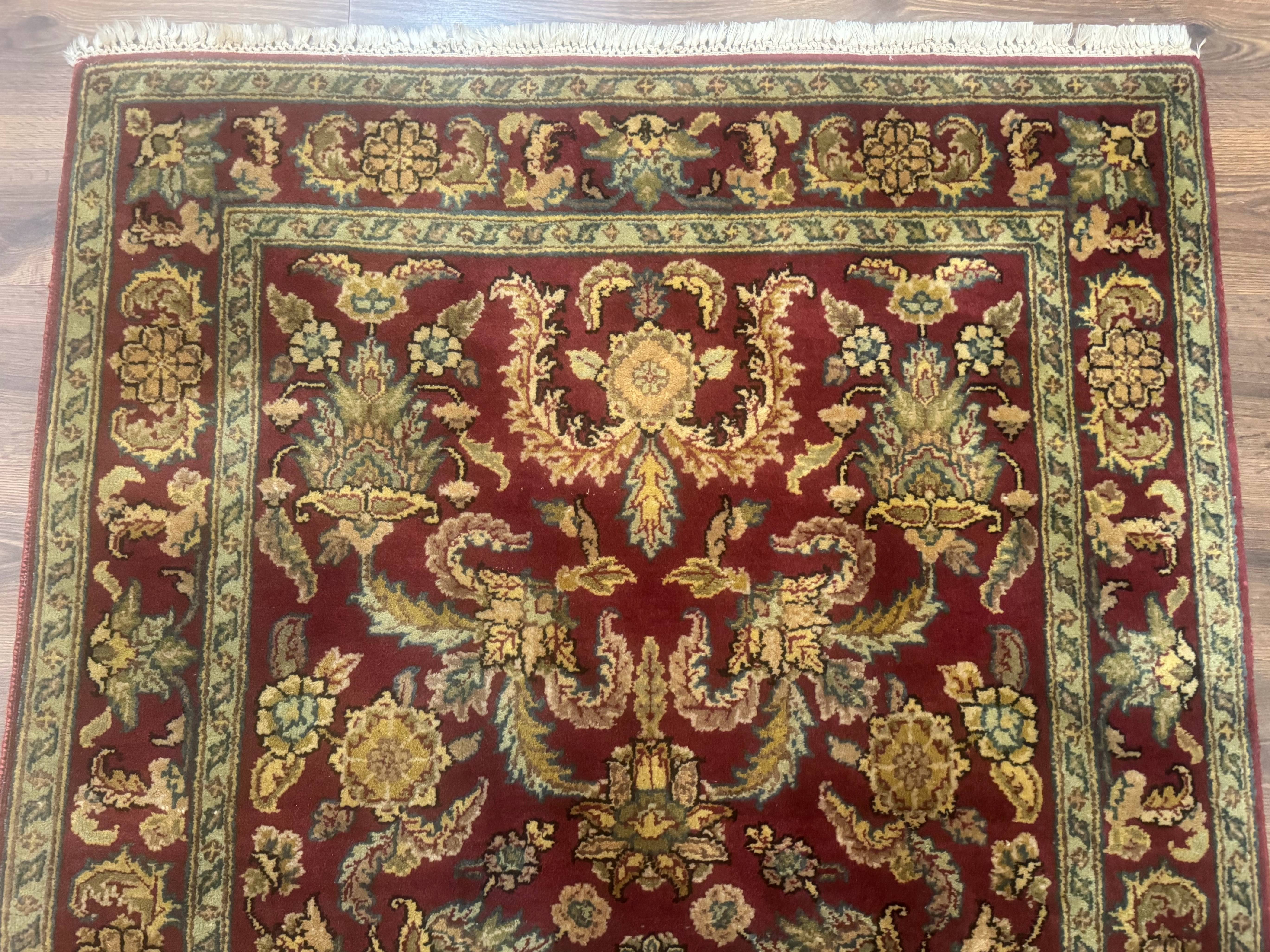 Indo Persian Mahal Rug 4x6, Floral Allover Pattern, Maroon - Jewel Rugs