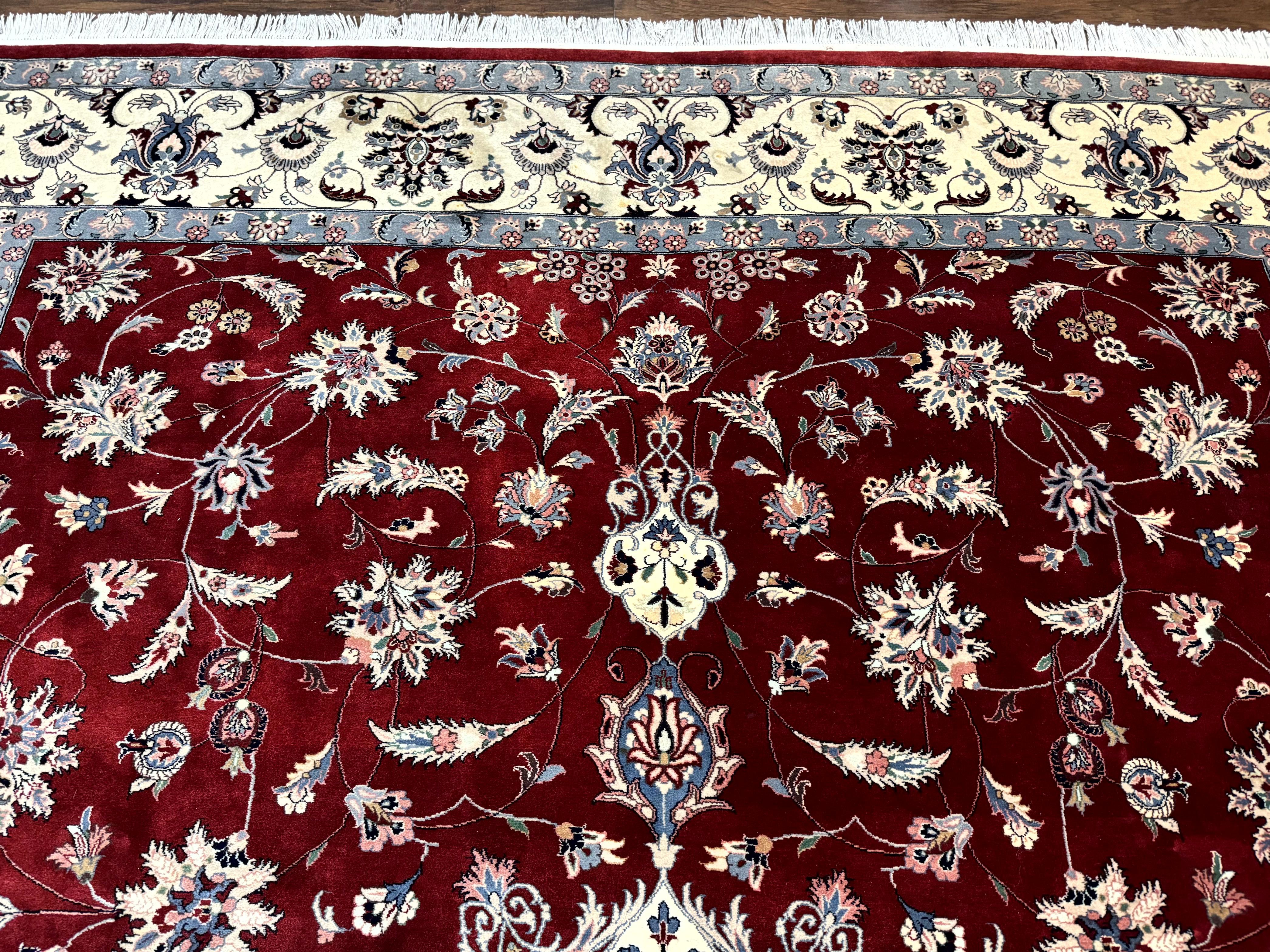 Pak Persian Rug 9x12, Maroon and Ivory, Wool Handmade Vintage - Jewel Rugs