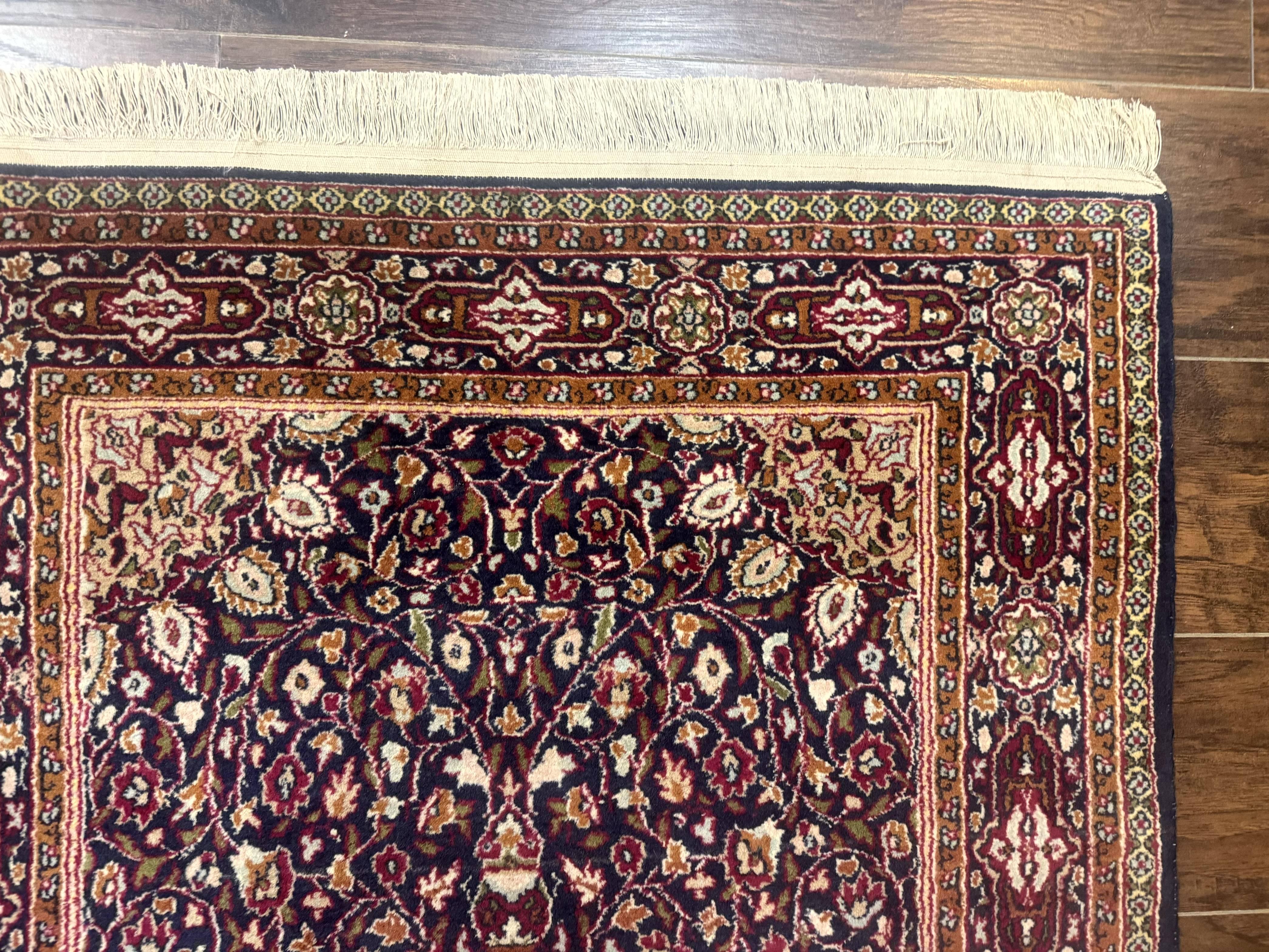 Indo Kashmiri Rug 3x5, Navy Blue, Very Fine 400 KPSI, Pair B - Jewel Rugs