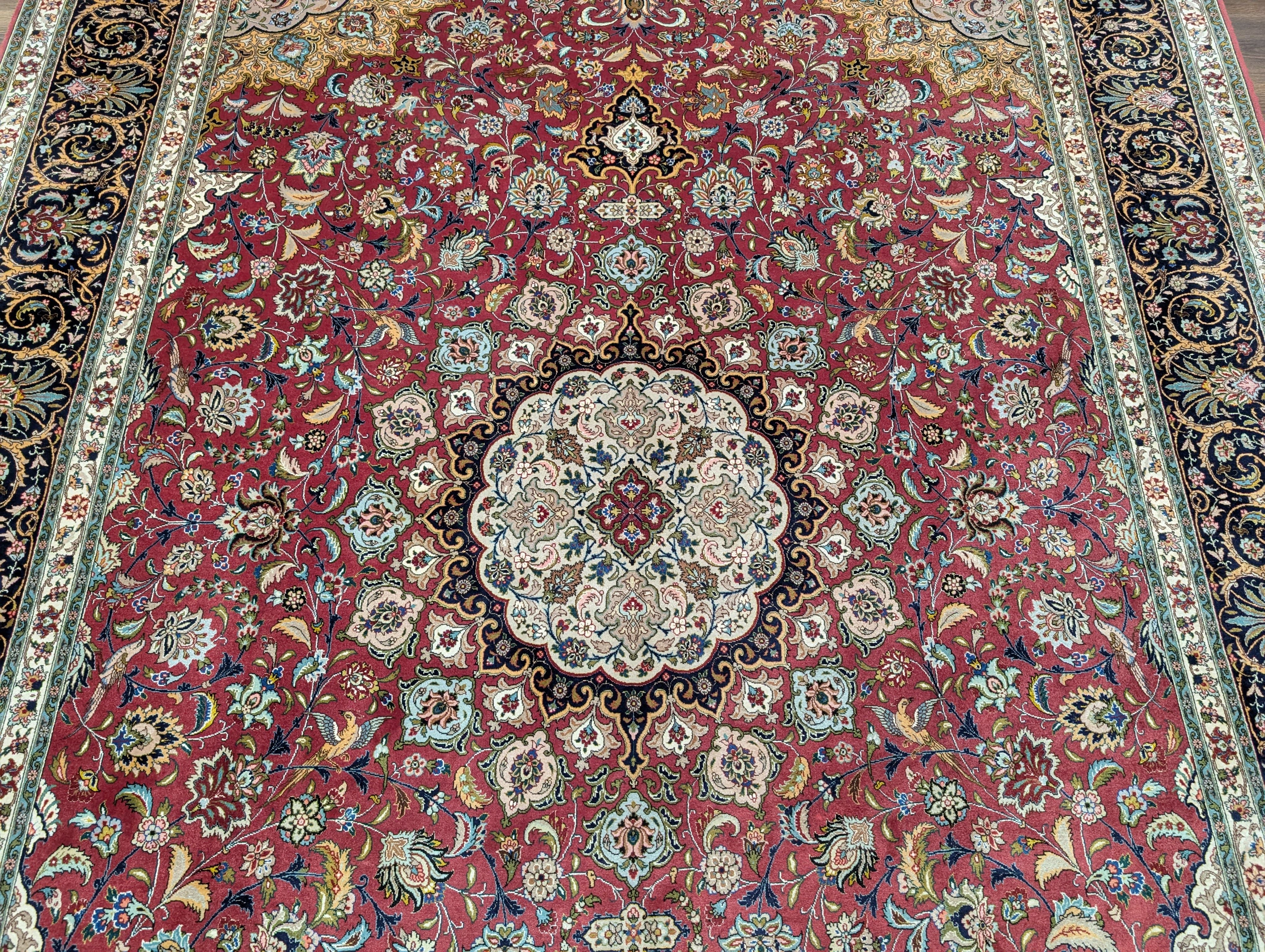 Persian Tabriz Rug 8x12, Fine 270 KPSI, Birds, Hand Knotted Carpet, Javad Galam Rug - Jewel Rugs