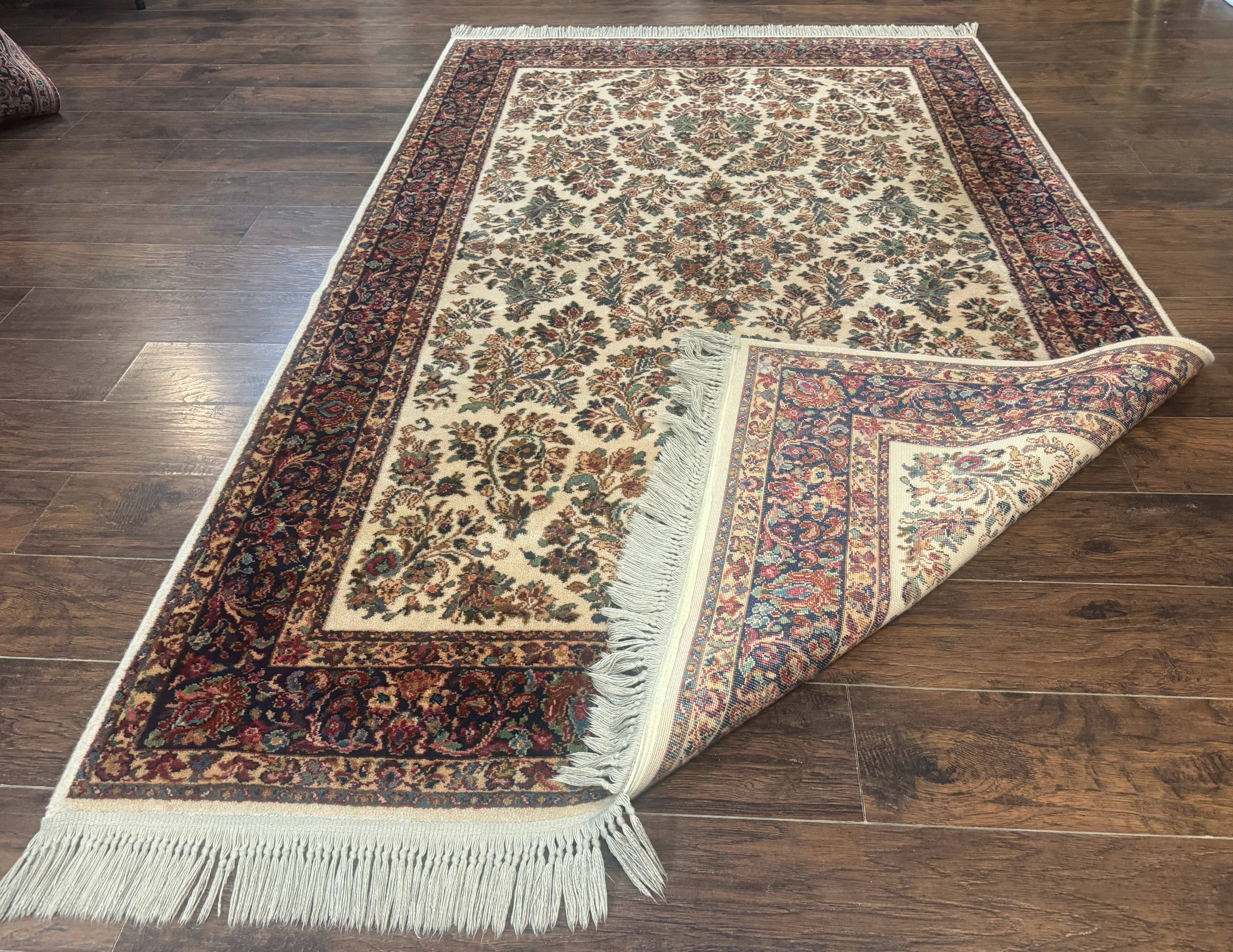 Karastan Rug 5.9 x 9, Ivory Sarouk #760, Wool Pile, Original 700 Series, Vintage - Jewel Rugs