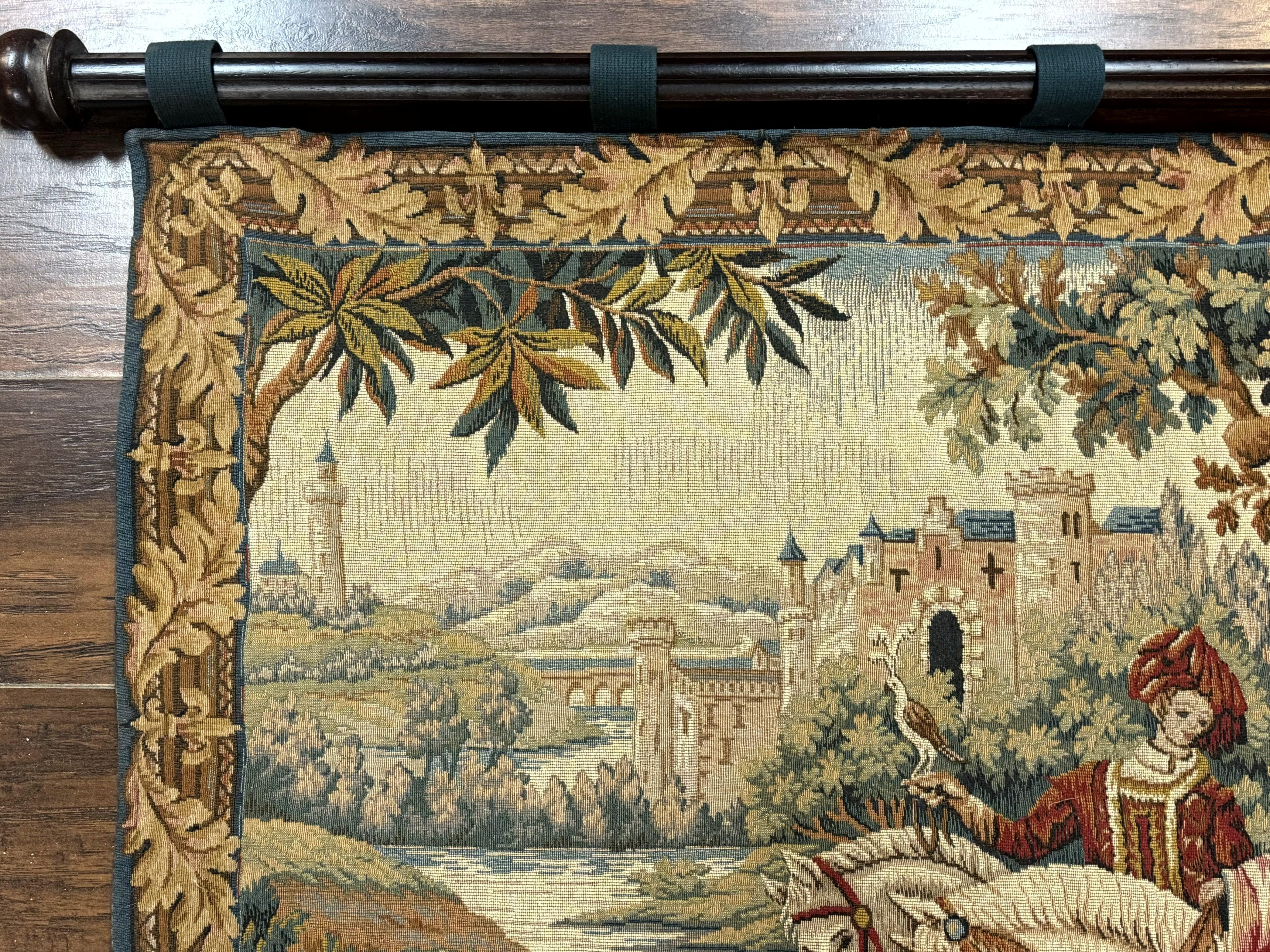Vintage French Tapestry 4x5, The Royal Hunt Tapestry by Marc Waymel, Needlepoint Petitepoint Tapestry - Jewel Rugs
