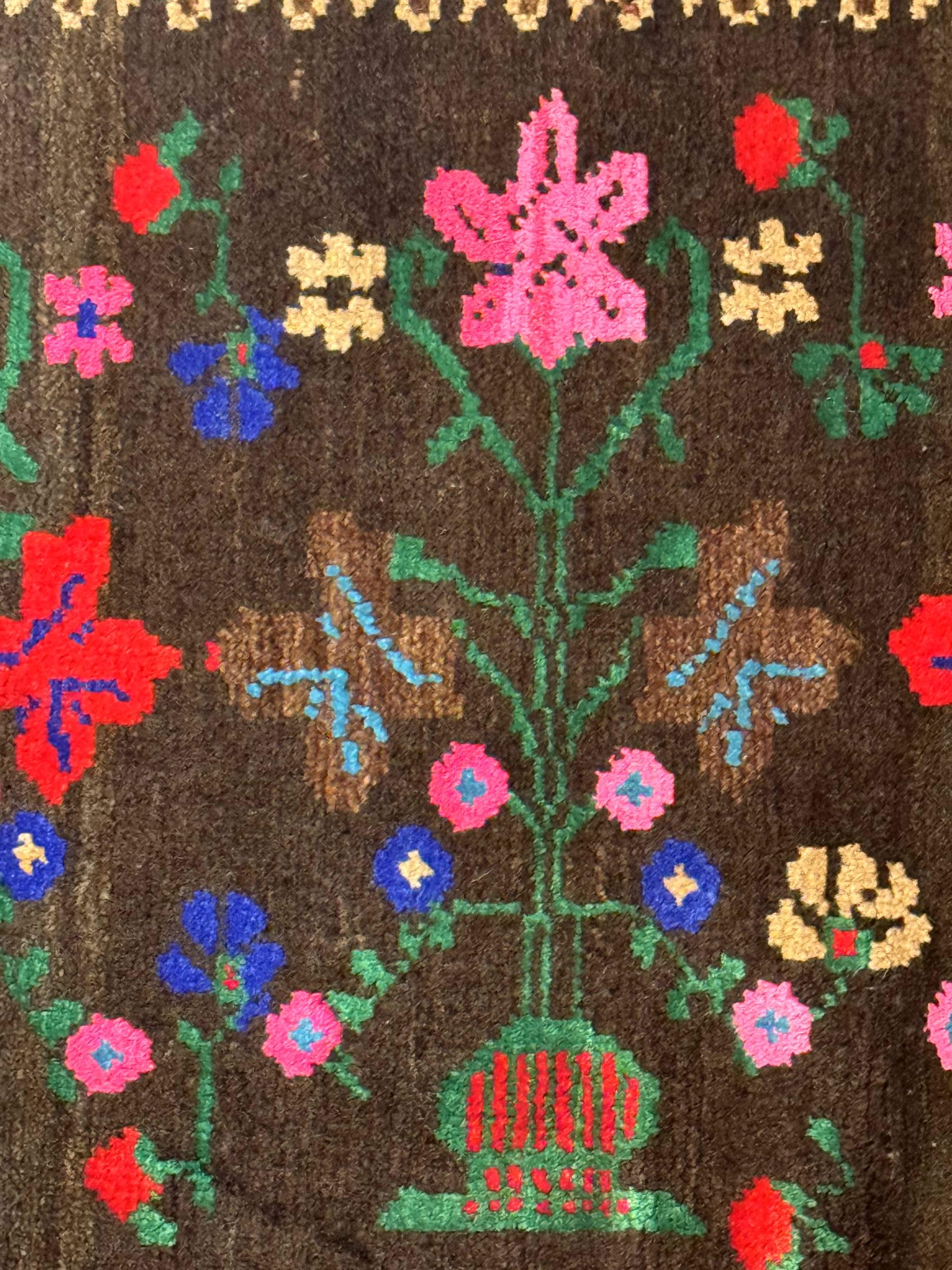 Small Persian Balouch Rug, Tribal Rug, Multicolor, Persian Vase Design - Jewel Rugs