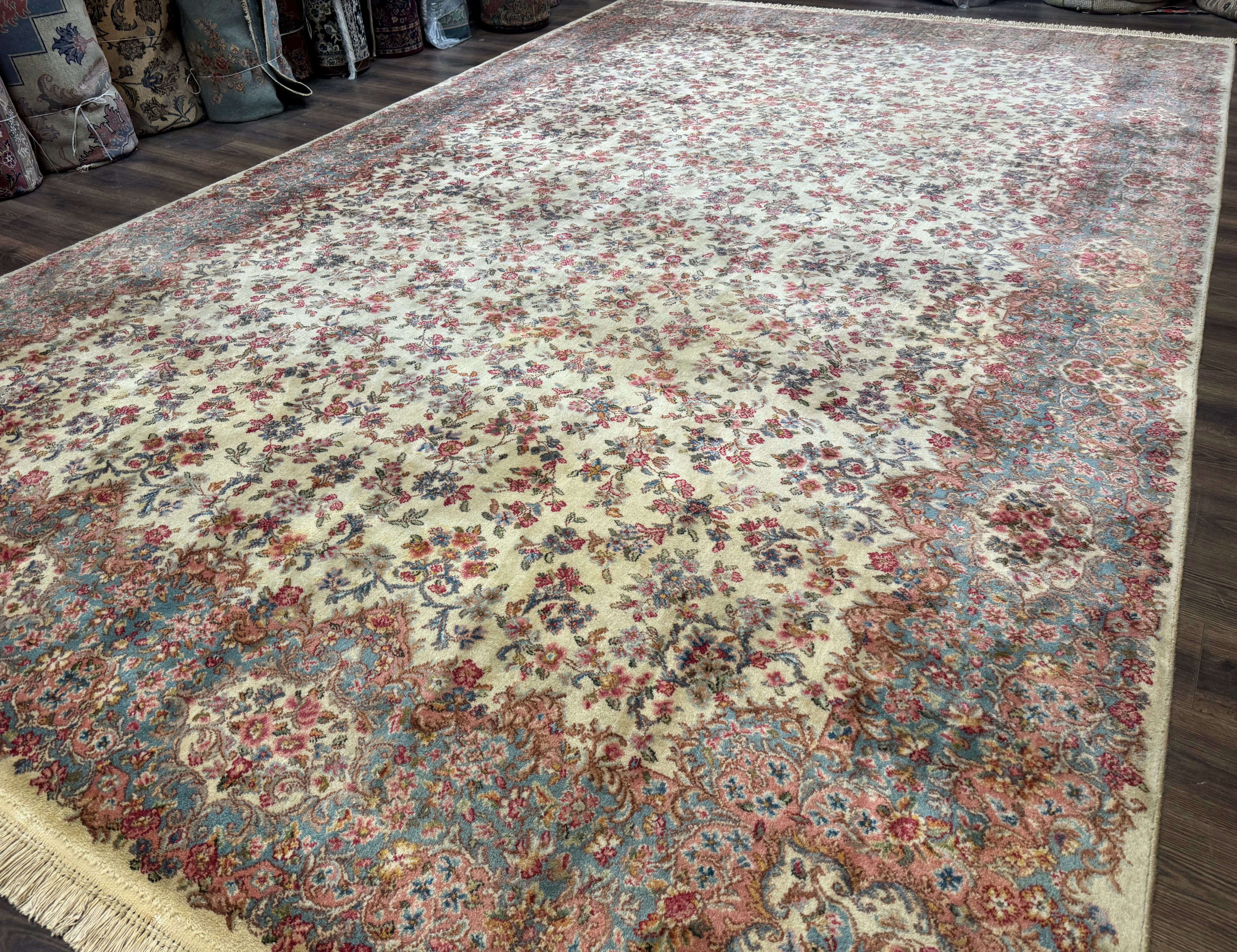 Karastan Rug 10x16 Ivory Kirman #788, Original 700 Series, Wool Pile Vintage Discontinued - Jewel Rugs