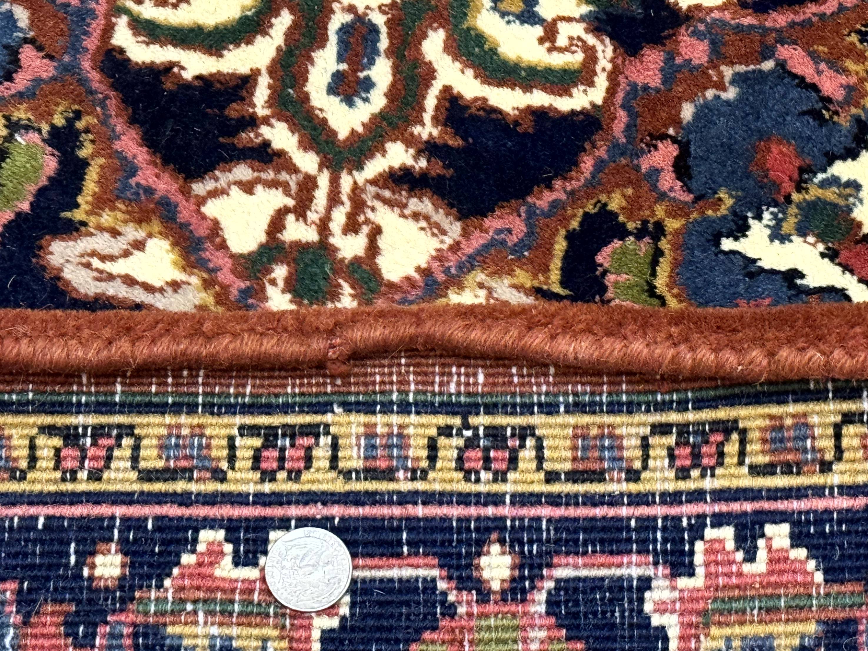 Indo Persian Heriz Rug 4x6, Rust Red Navy Blue and Cream - Jewel Rugs