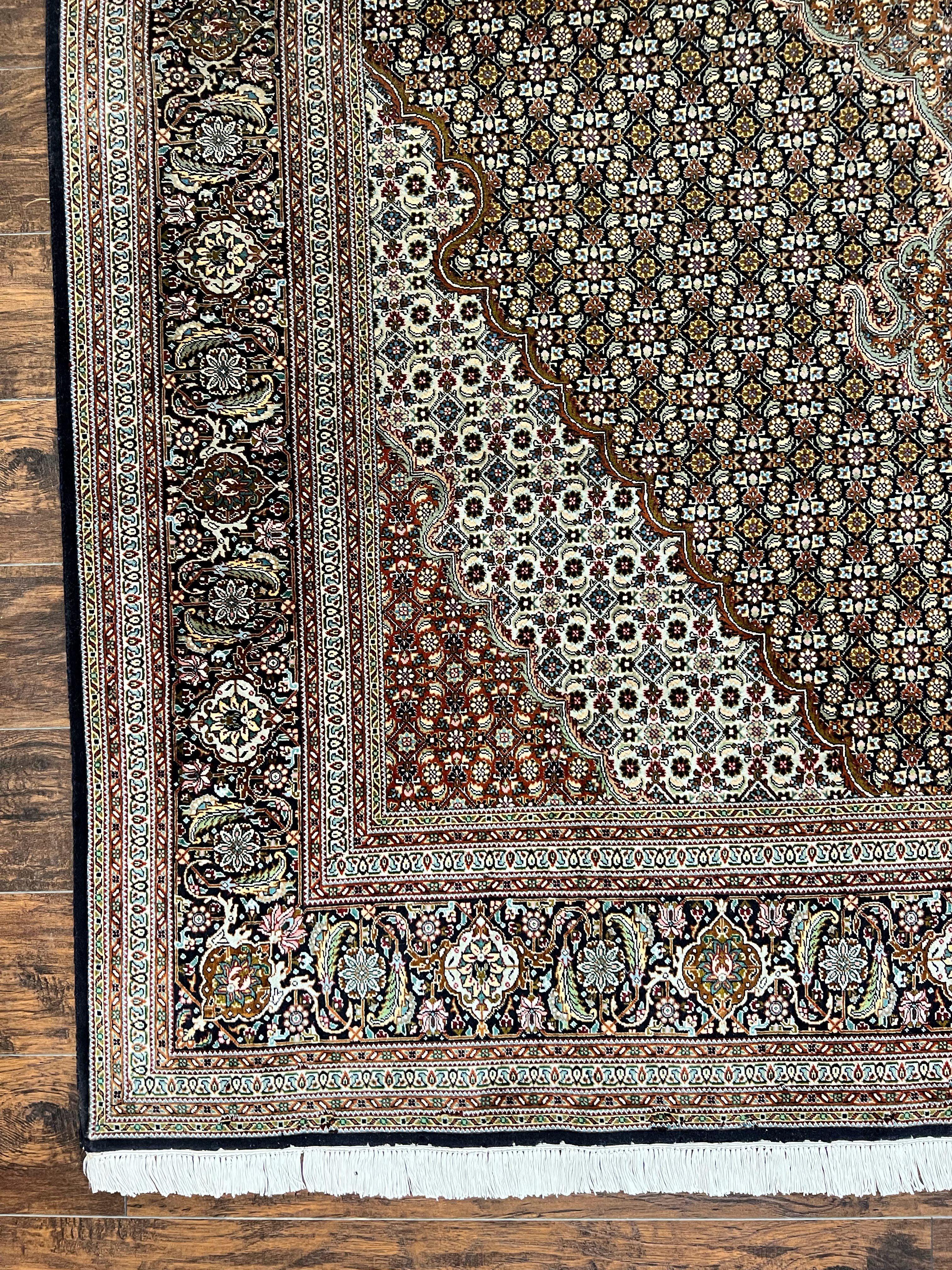 Wonderful Persian Tabriz Rug 7x10 ft, Very Fine 50 Raj 350 KPSI Oriental Carpet, Herati Mahi Pattern, Authentic Hand Knotted Handmade Wool Vintage - Jewel Rugs