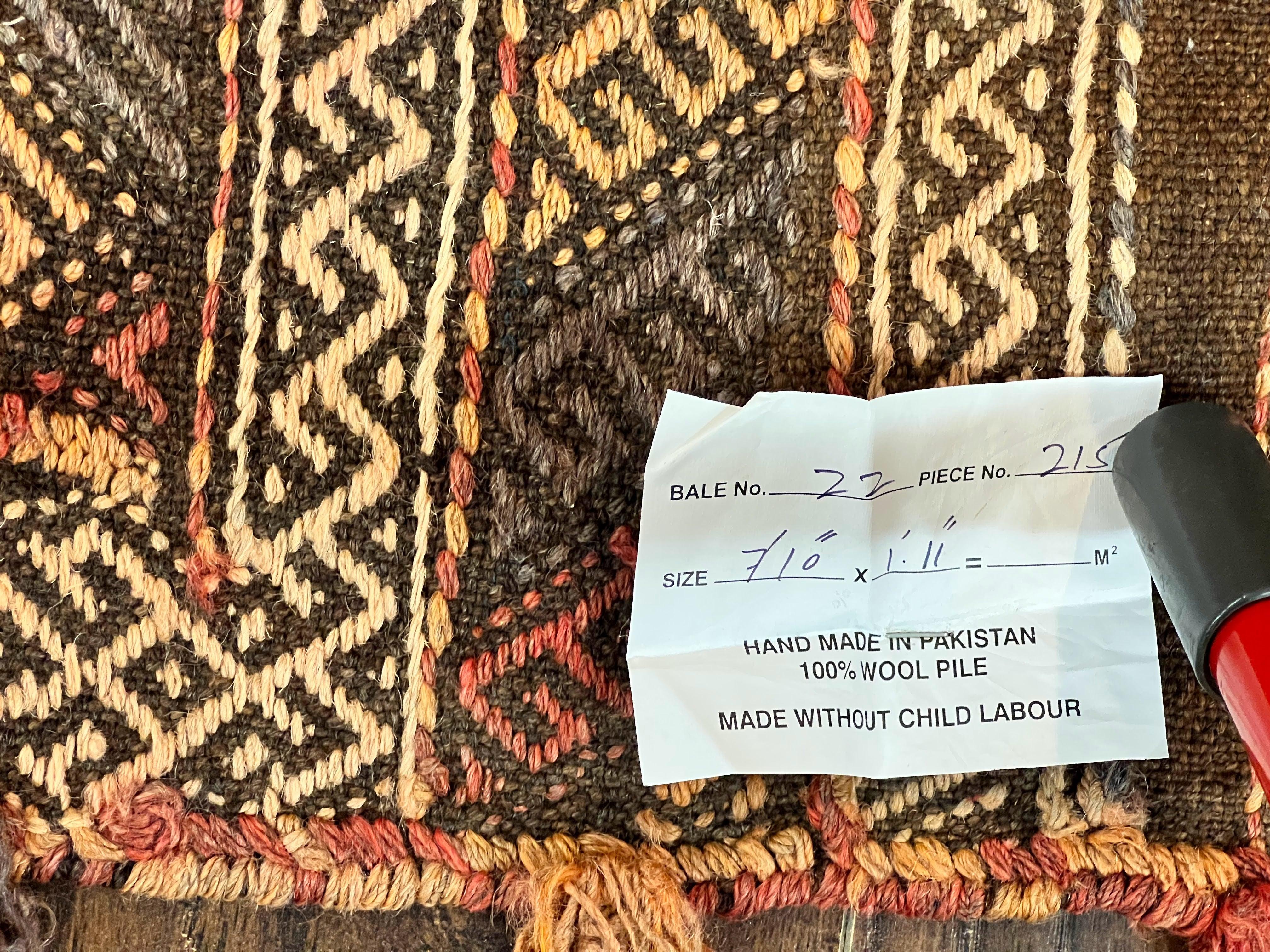 Tribal Runner Rug 2x8, Pakistani Turkoman Runner, Wool Handmade Vintage Rug - Jewel Rugs