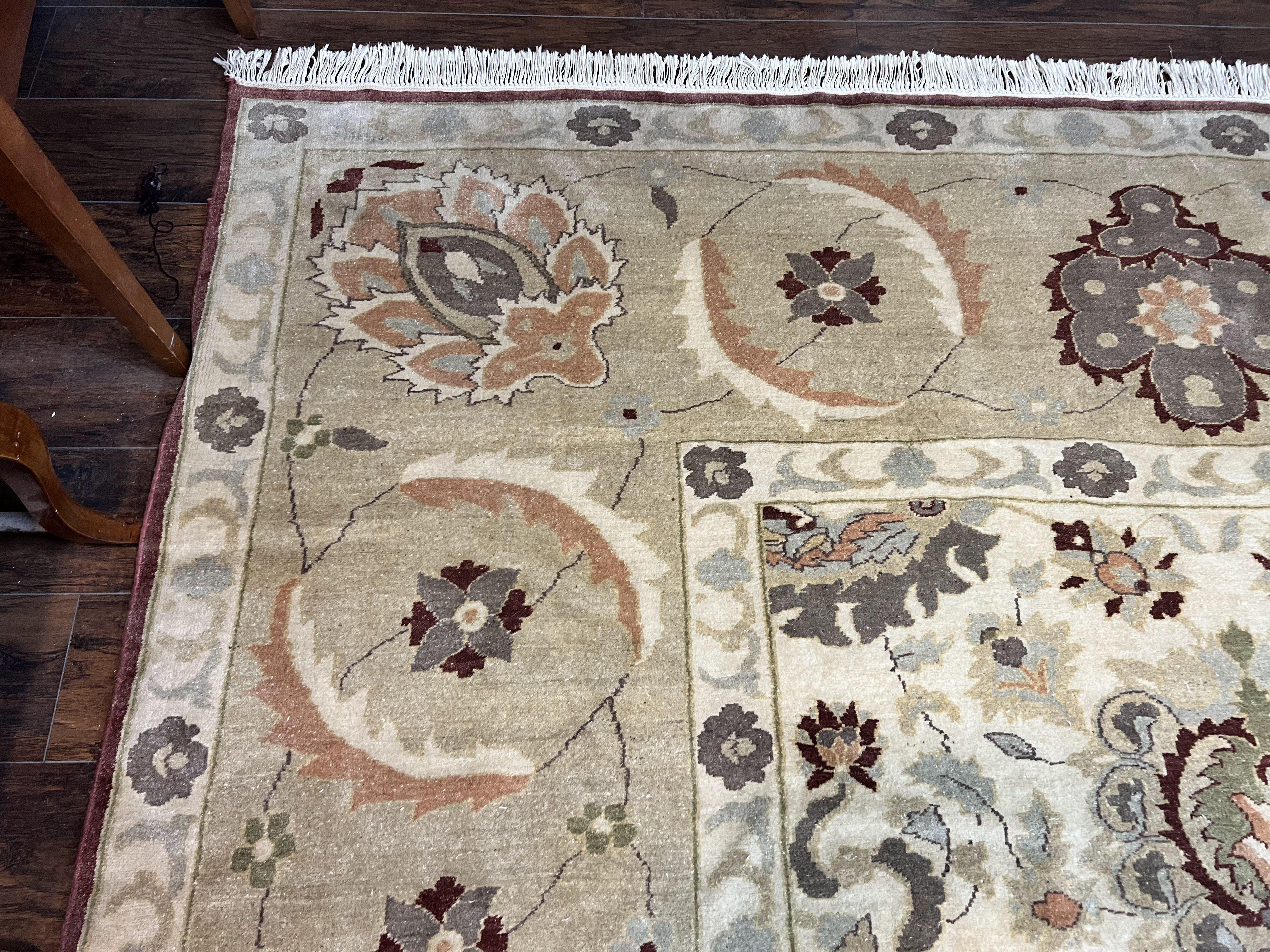 Large Egyptian Mahal Rug 16x16, Square Handmade Wool Rug, Rare Size 16 x 16 ft, Sultanabad Rug, Wool Handmade Vintage Carpet, Beige - Jewel Rugs