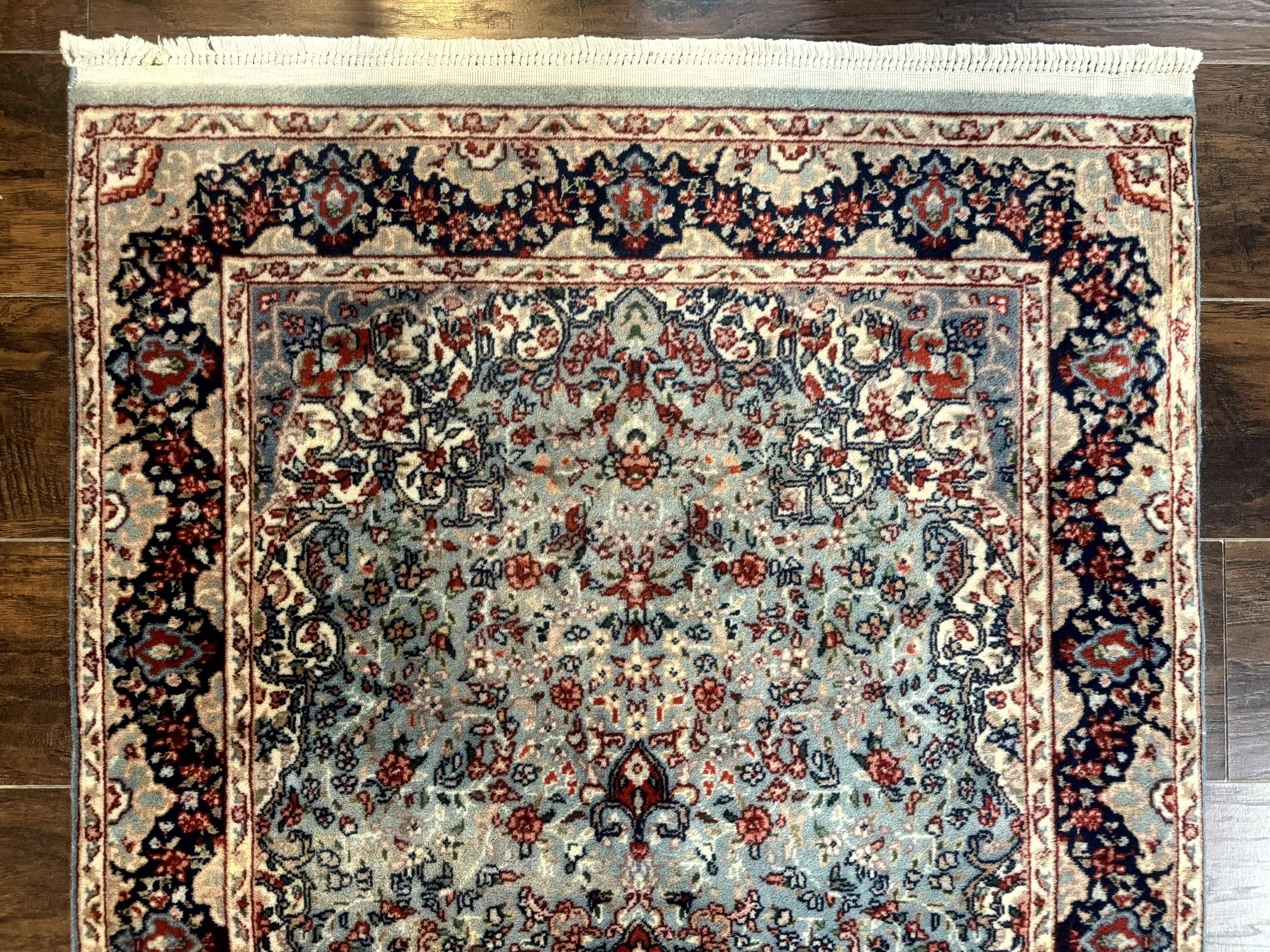 Indo Persian Kerman Rug 3x5, Light Blue, Floral Medallion - Jewel Rugs