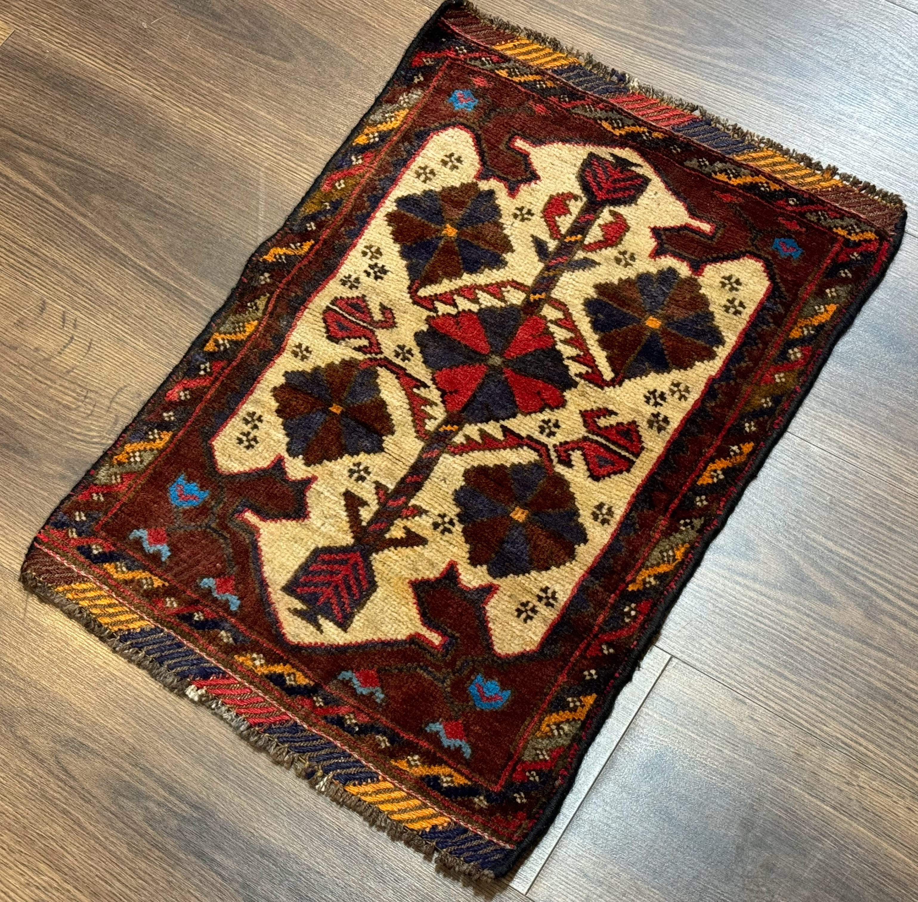 Small Persian Baluchi Tribal Rug, Tan, Handmade - Jewel Rugs