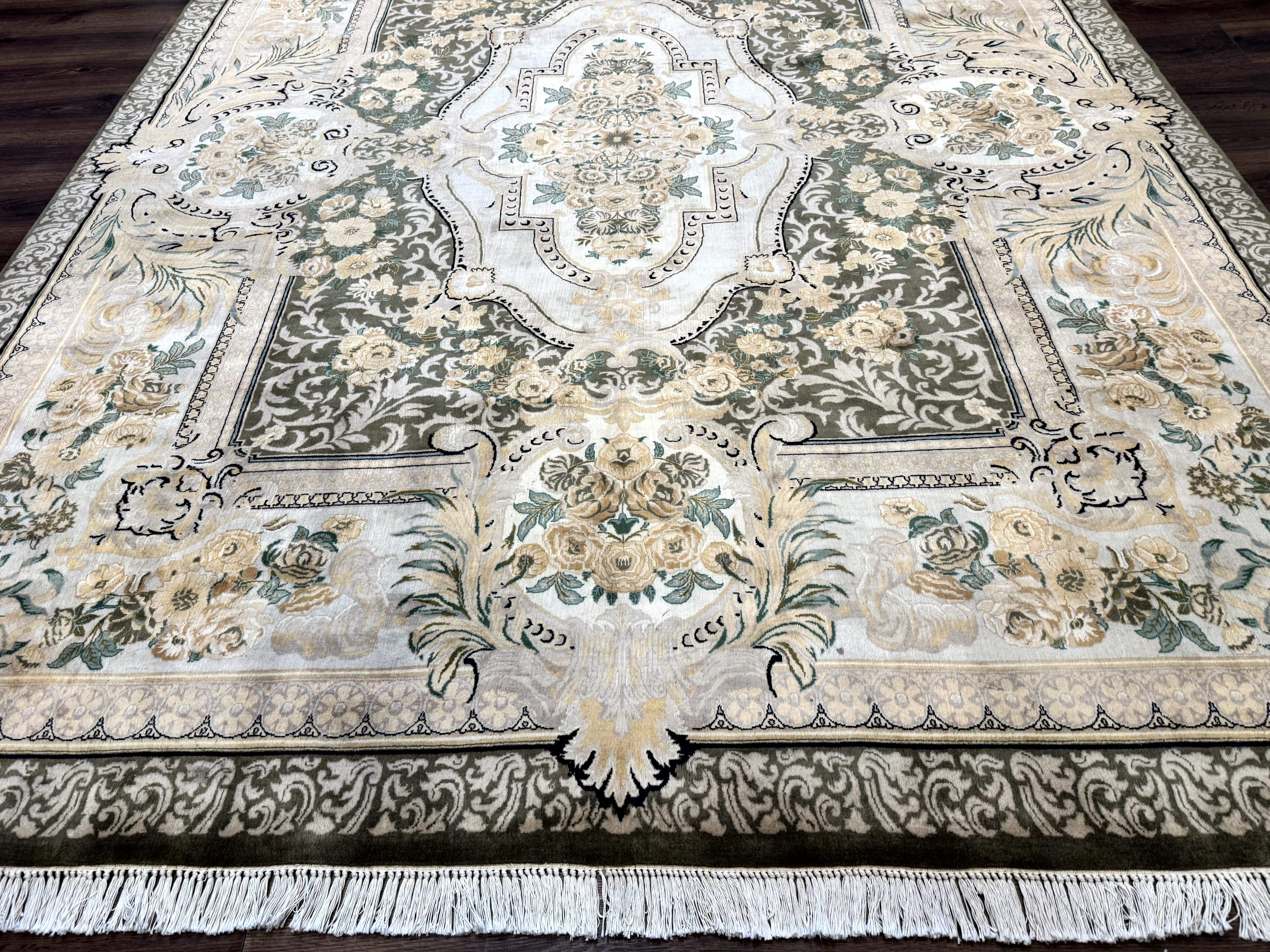Aubusson Rug 8x10, Very Fine 225 KPSI, Floral, French European Design, Pakistani Carpet - Jewel Rugs