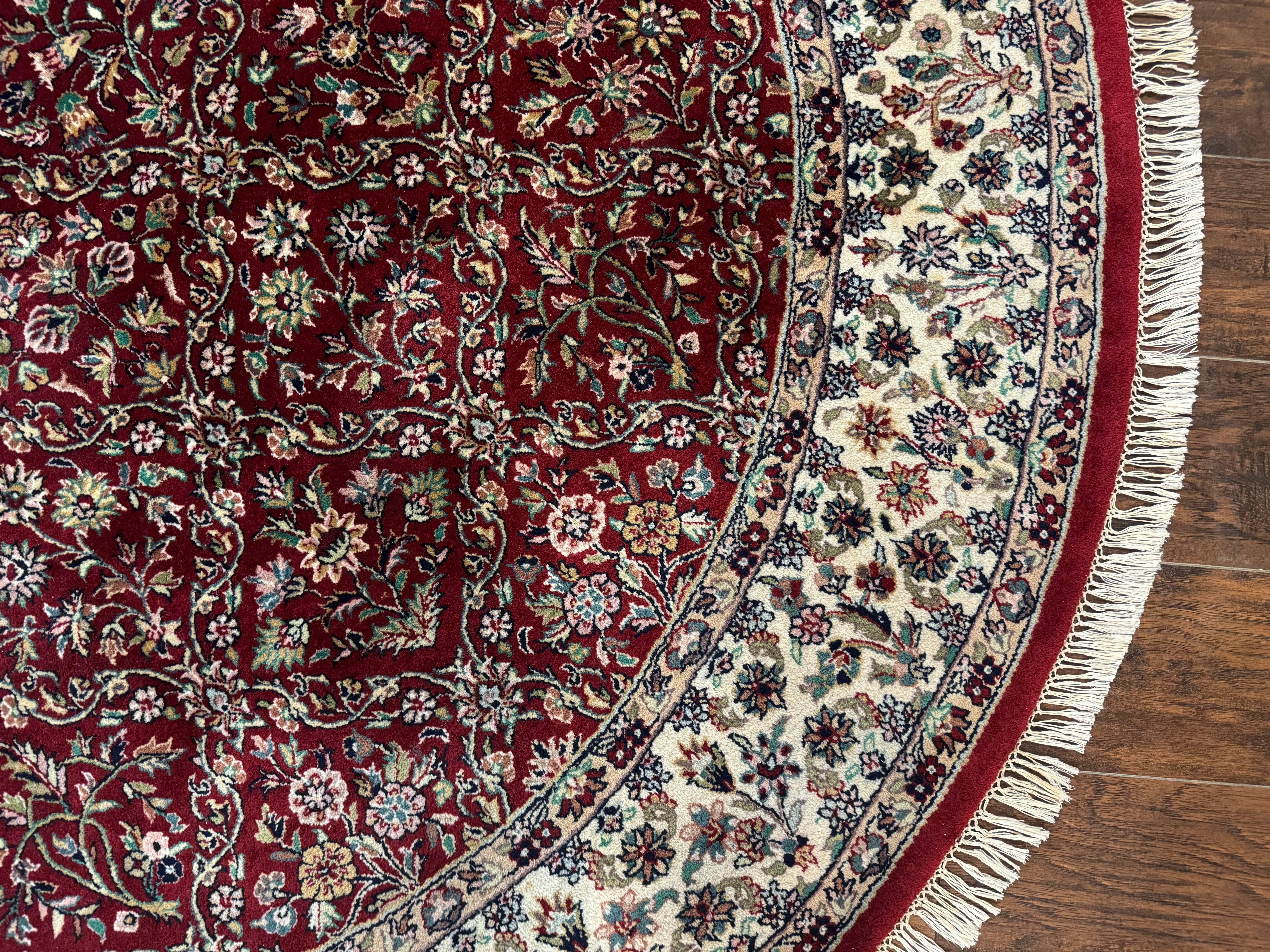 Indo Persian Round Rug 7x7, Wool, Vintage, Handmade, Large Round Oriental Carpet - Jewel Rugs