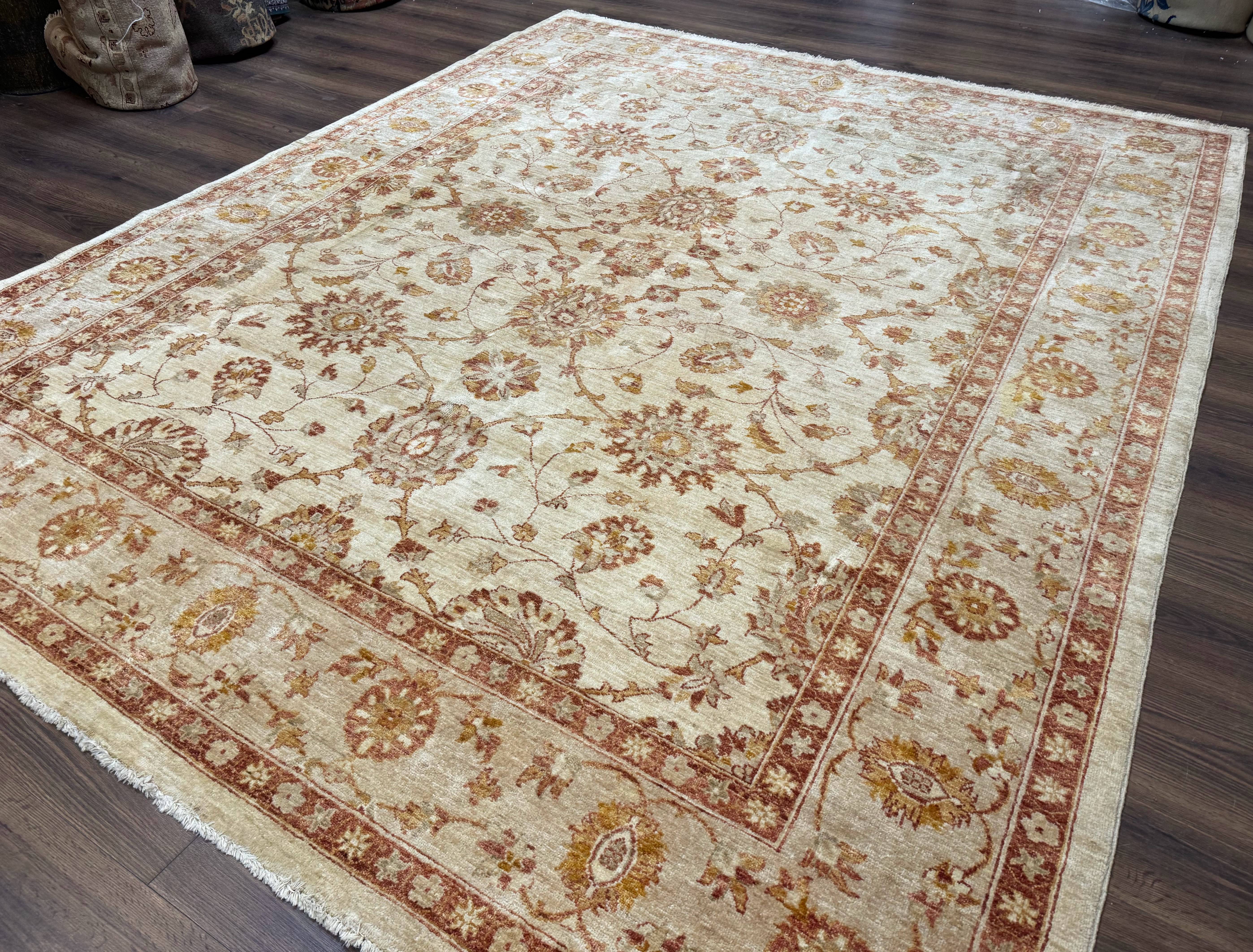 Pakistani Peshawar Rug 8x10, Pak Persian Traditional Oriental Carpet, Handmade, Wool, Allover Pattern - Jewel Rugs