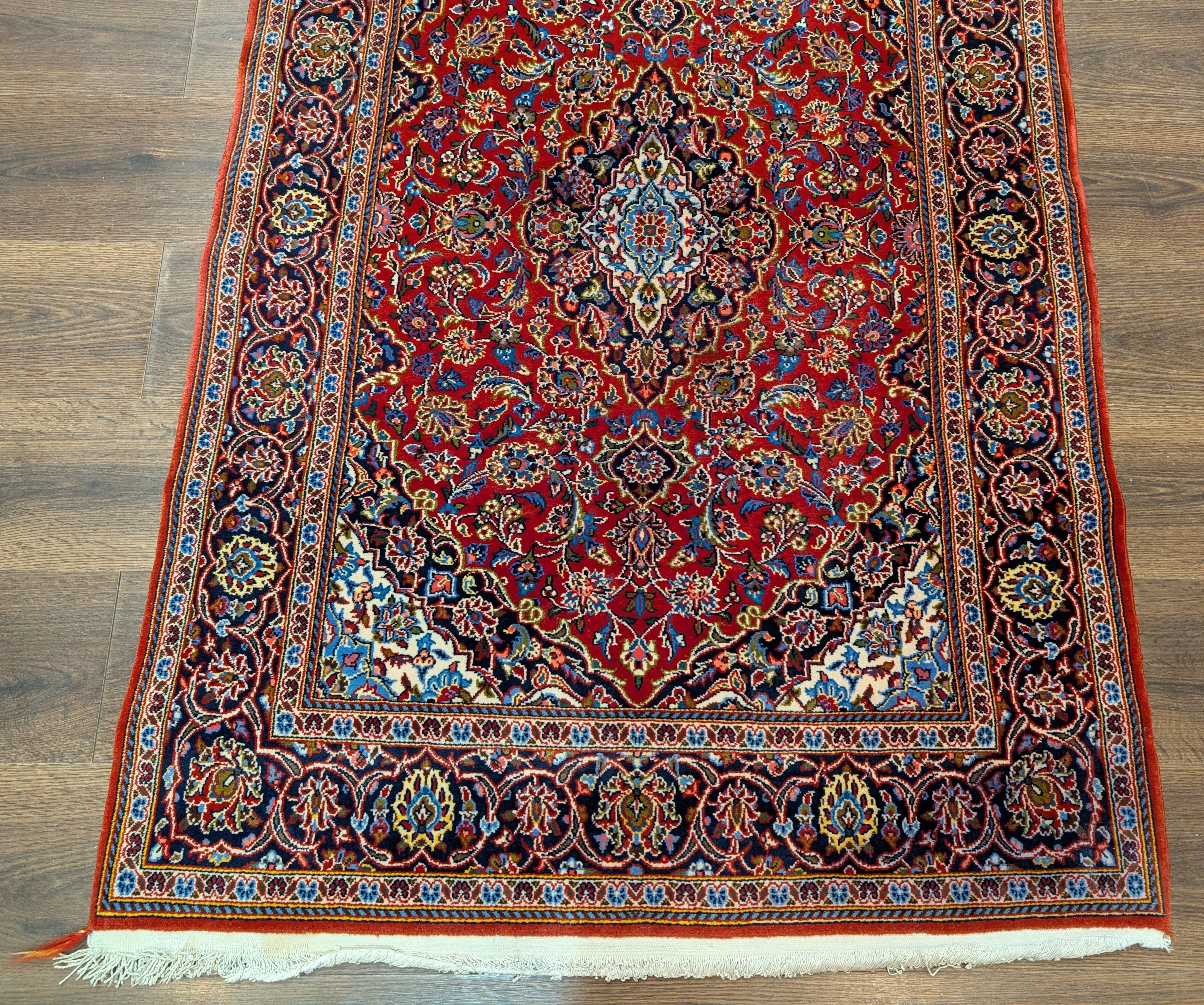 Red Persian Rug 3x5, Kashan Rug, Fine 210 KPSI, Traditional Hand Knotted Persian Carpet - Jewel Rugs