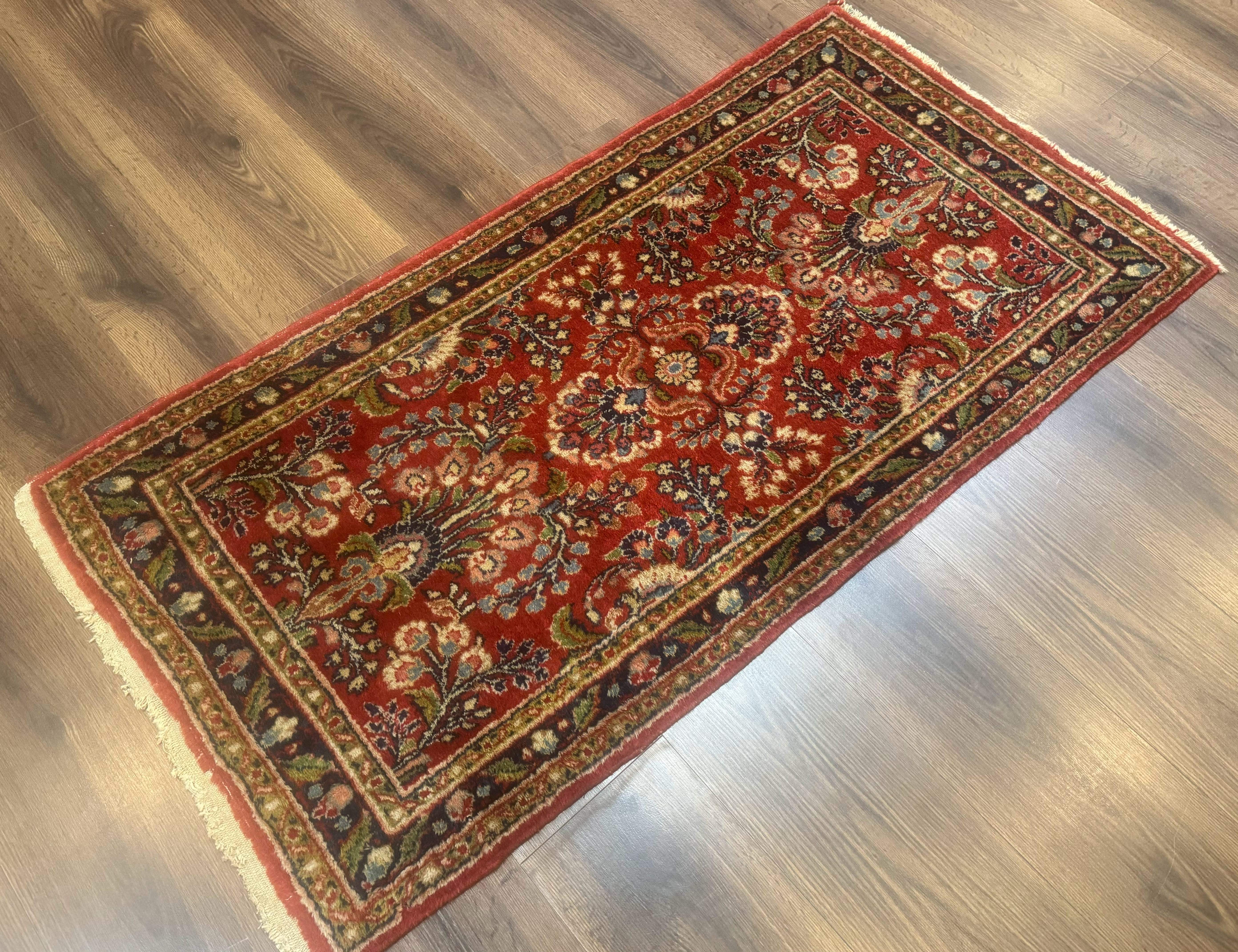 Persian Sarouk Rug 2x5 – Small Red Hand-Knotted Wool Carpet - Jewel Rugs