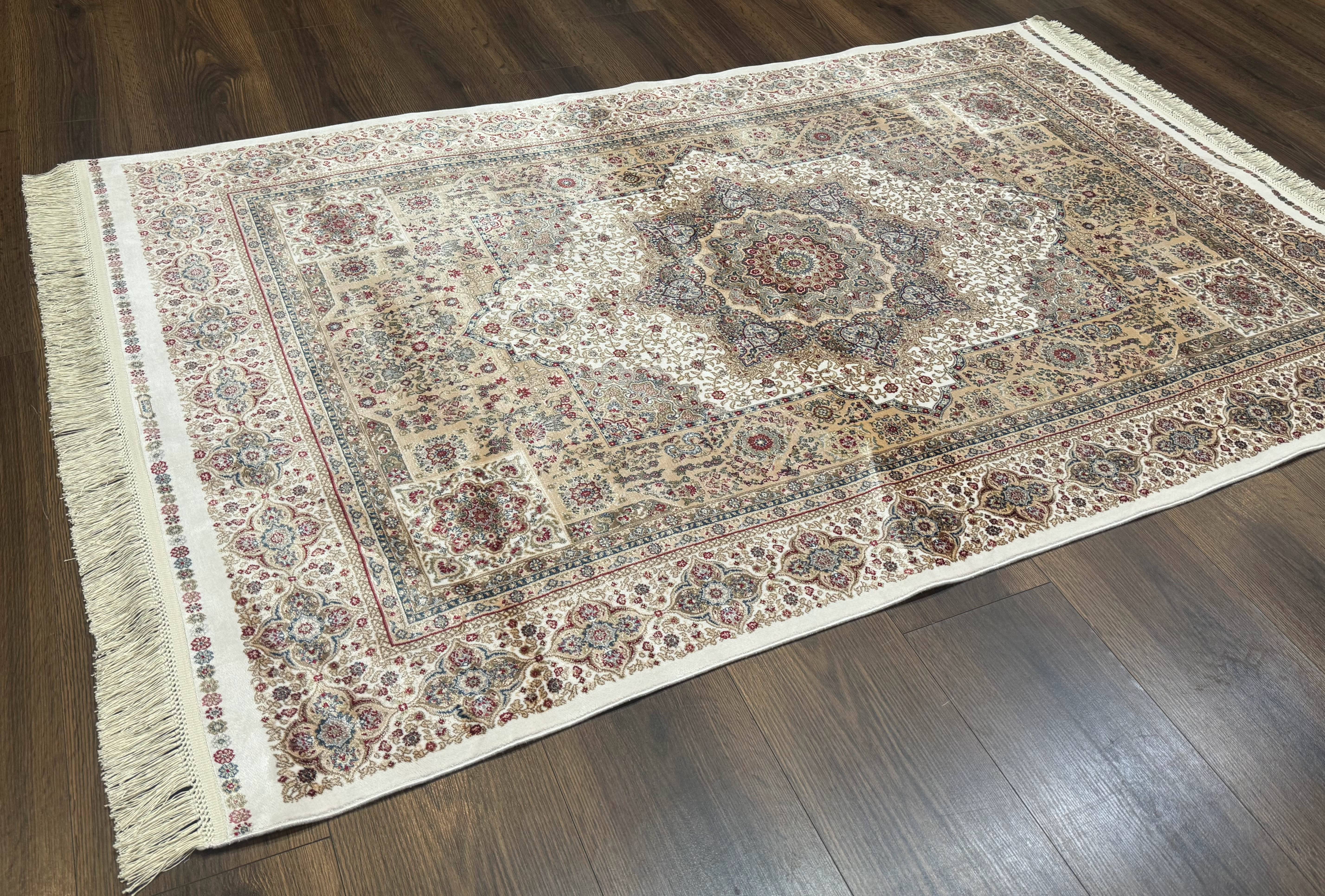 Turkish Memluk Silk Rug 4x6, Hereke Carpet, Bamboo Silk, New - Jewel Rugs