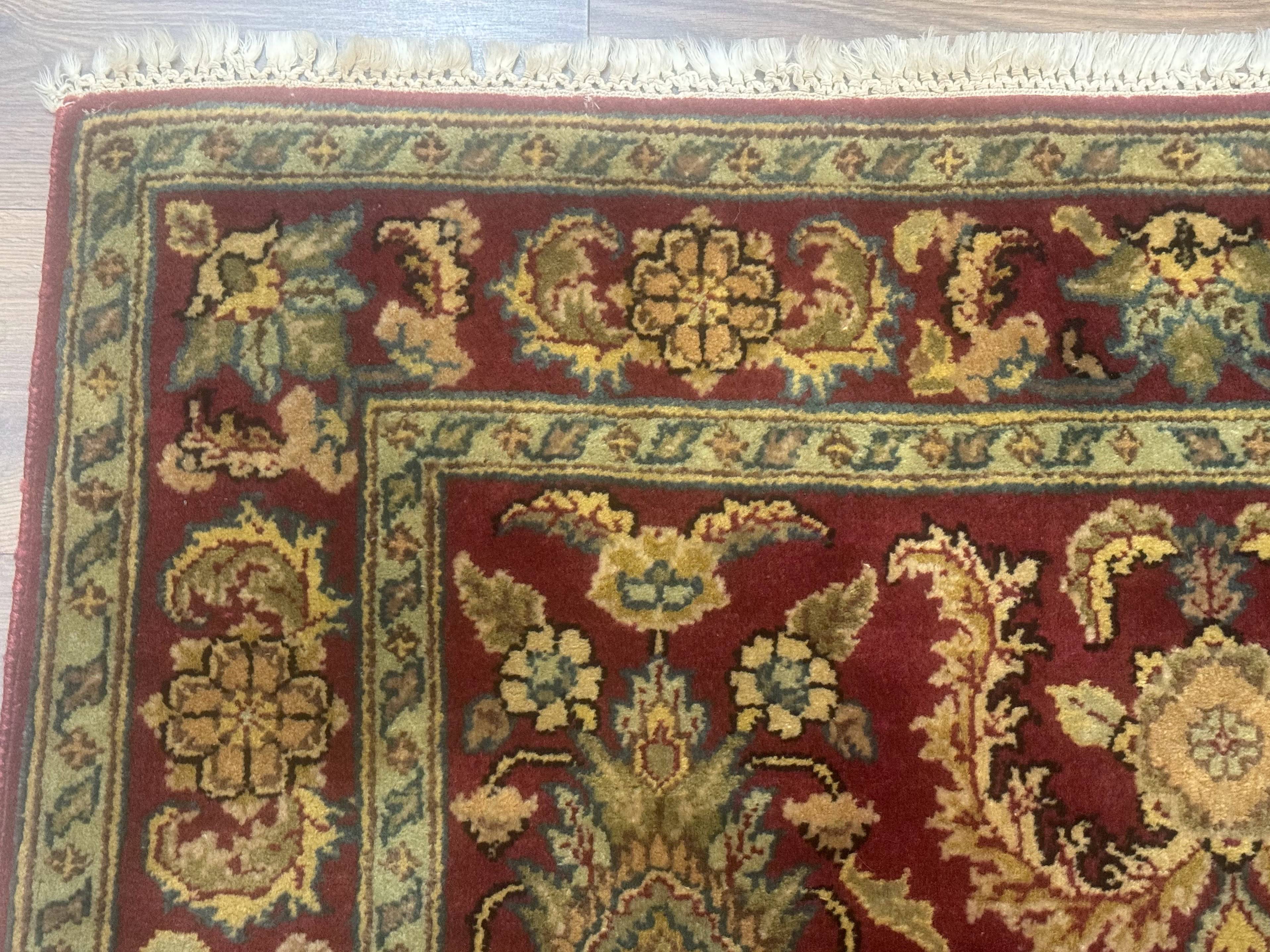 Indo Persian Mahal Rug 4x6, Floral Allover Pattern, Maroon - Jewel Rugs