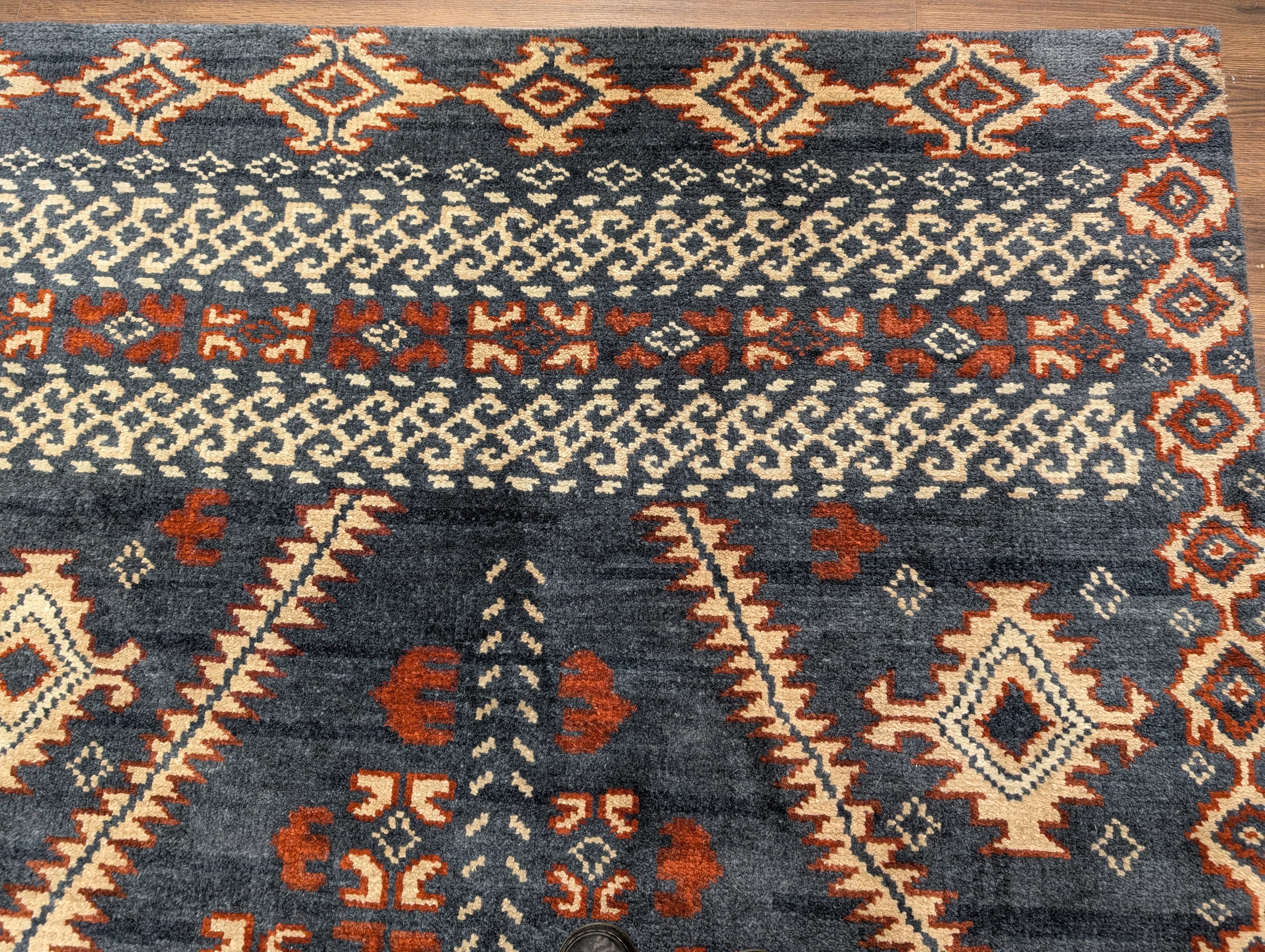 Indo Tibetan Rug 6x9, Hand-Knotted Wool Navajo Design Carpet - Jewel Rugs