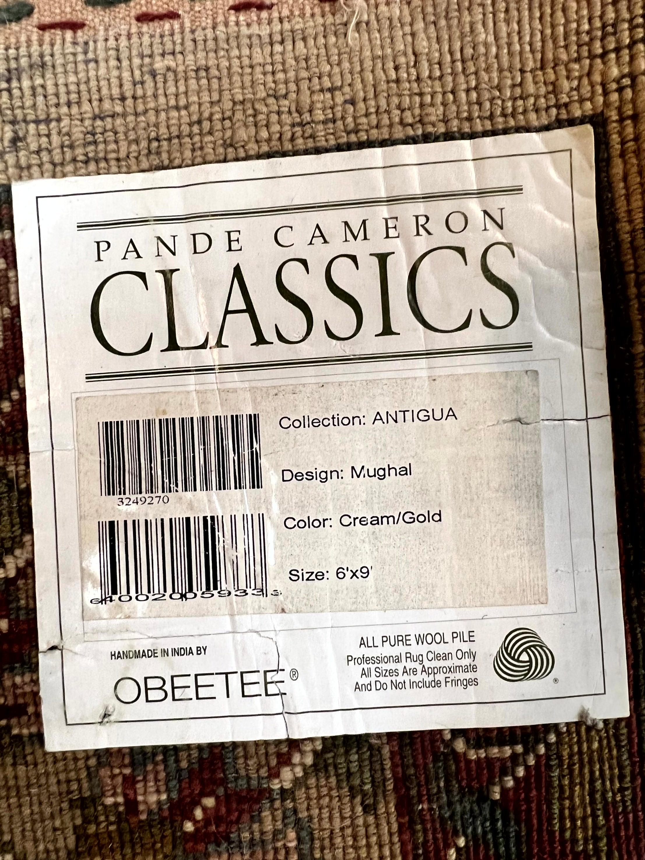 Indo Persian Rug 6x9, Indian Agra Rug, Vintage Handmade Wool Carpet, Beige, Traditional, Pande Cameron - Jewel Rugs