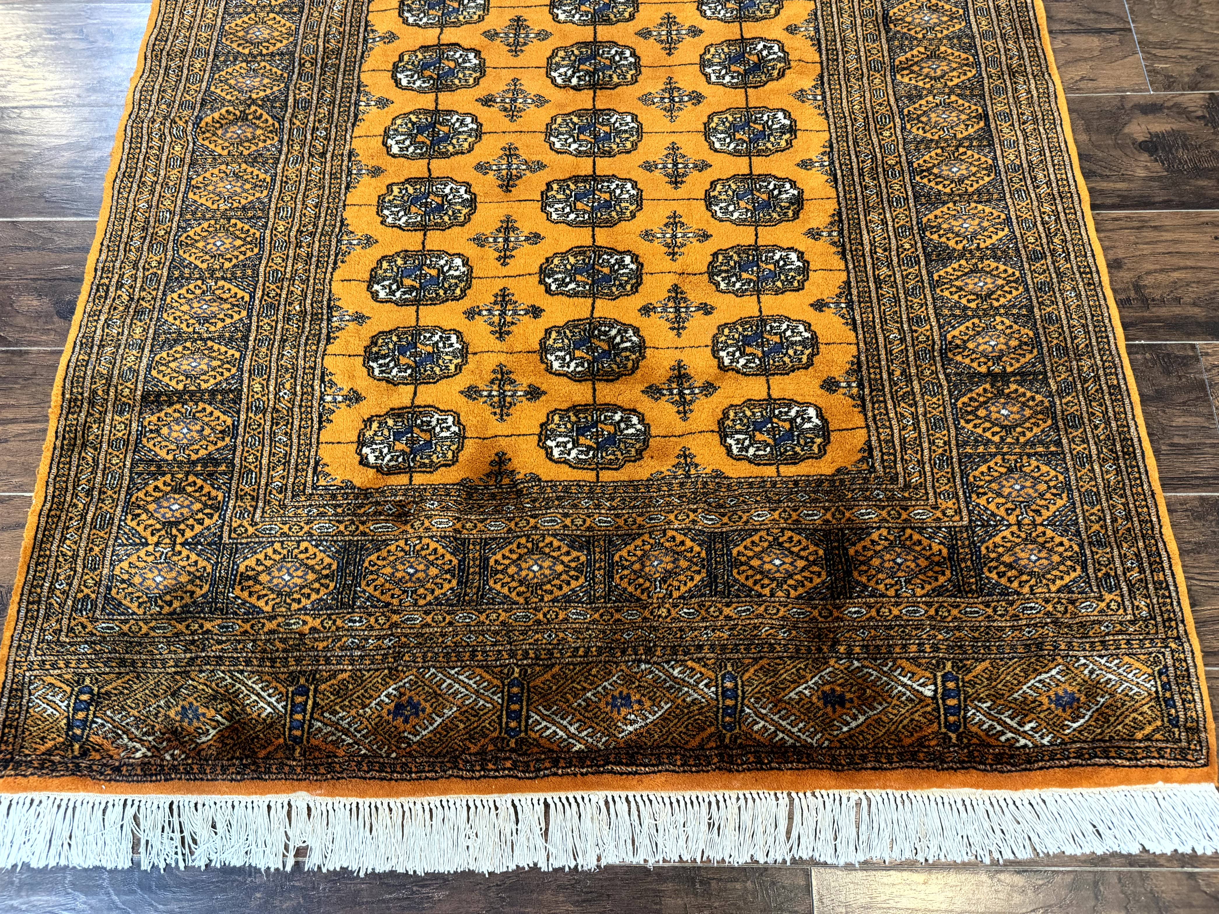 Pakistani Bokhara Turkoman Rug 4x6, Orange, Fine - Jewel Rugs