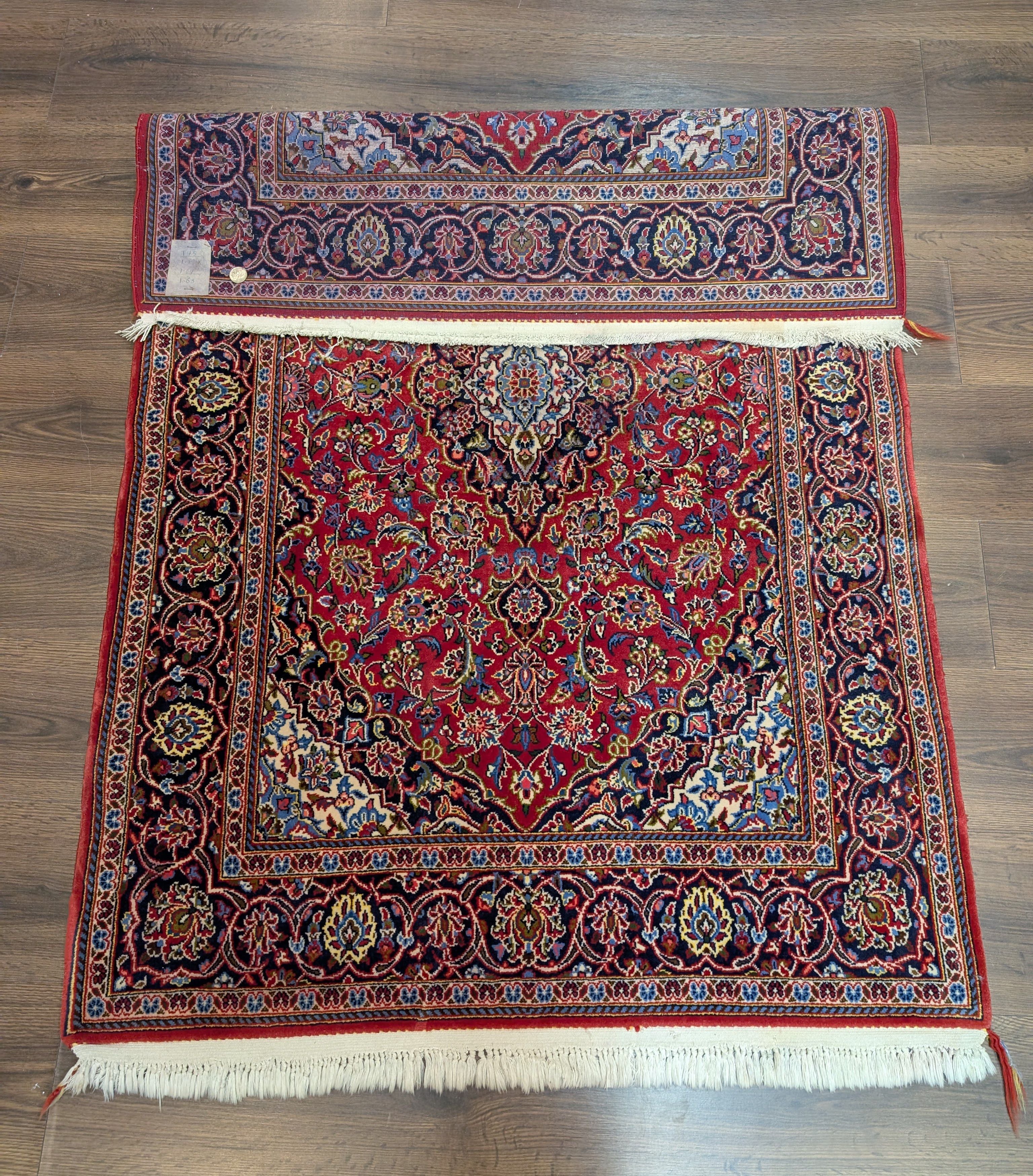 Red Persian Rug 3x5, Kashan Rug, Fine 210 KPSI, Traditional Hand Knotted Persian Carpet - Jewel Rugs