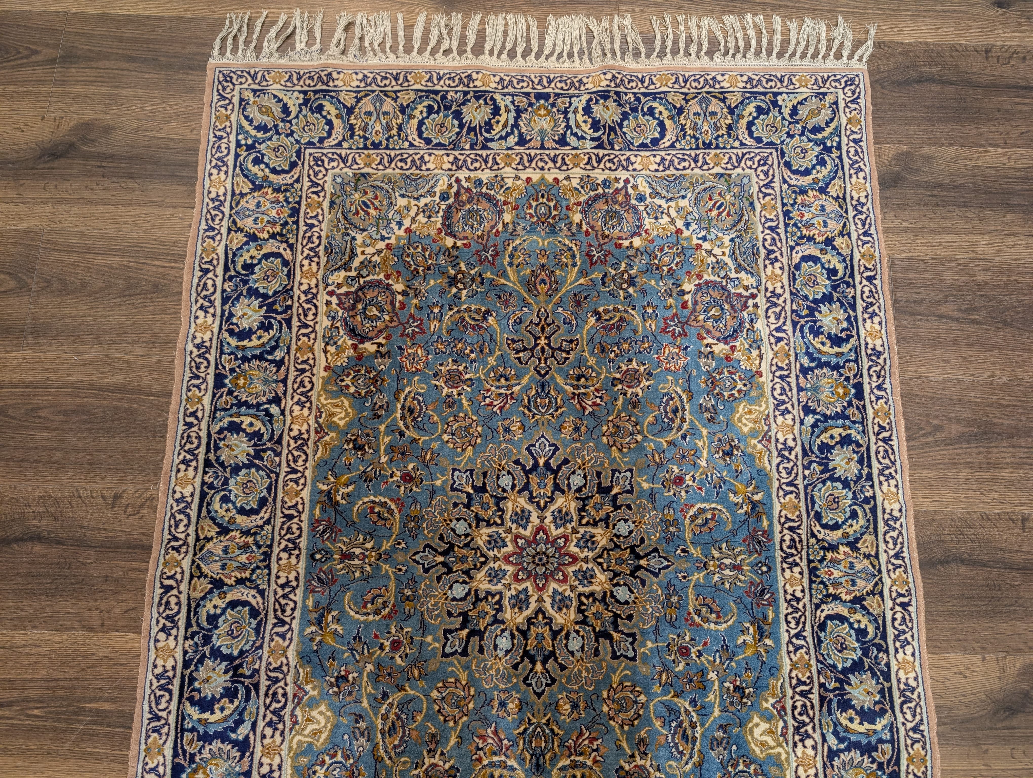 Persian Rug 3.6 x 5, Isfahan Rug, Light Blue, Super Fine 630 KPSI, Silk Foundation - Jewel Rugs